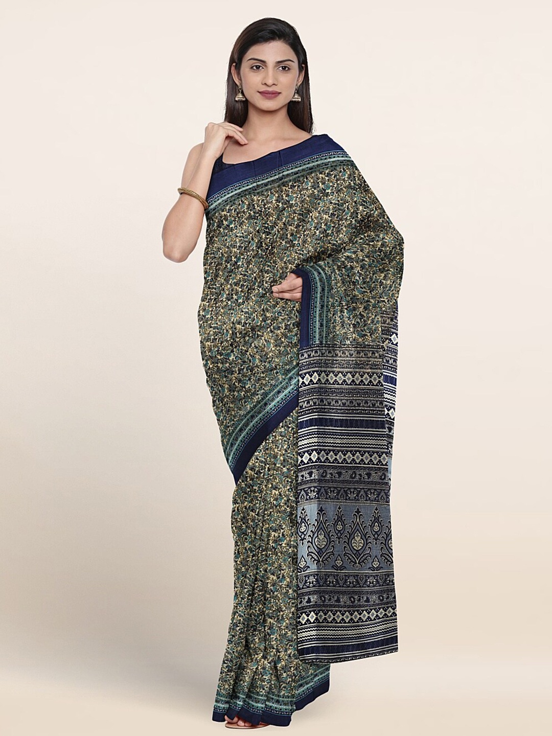 

Pothys Ethnic Motifs Printed Saree, Beige