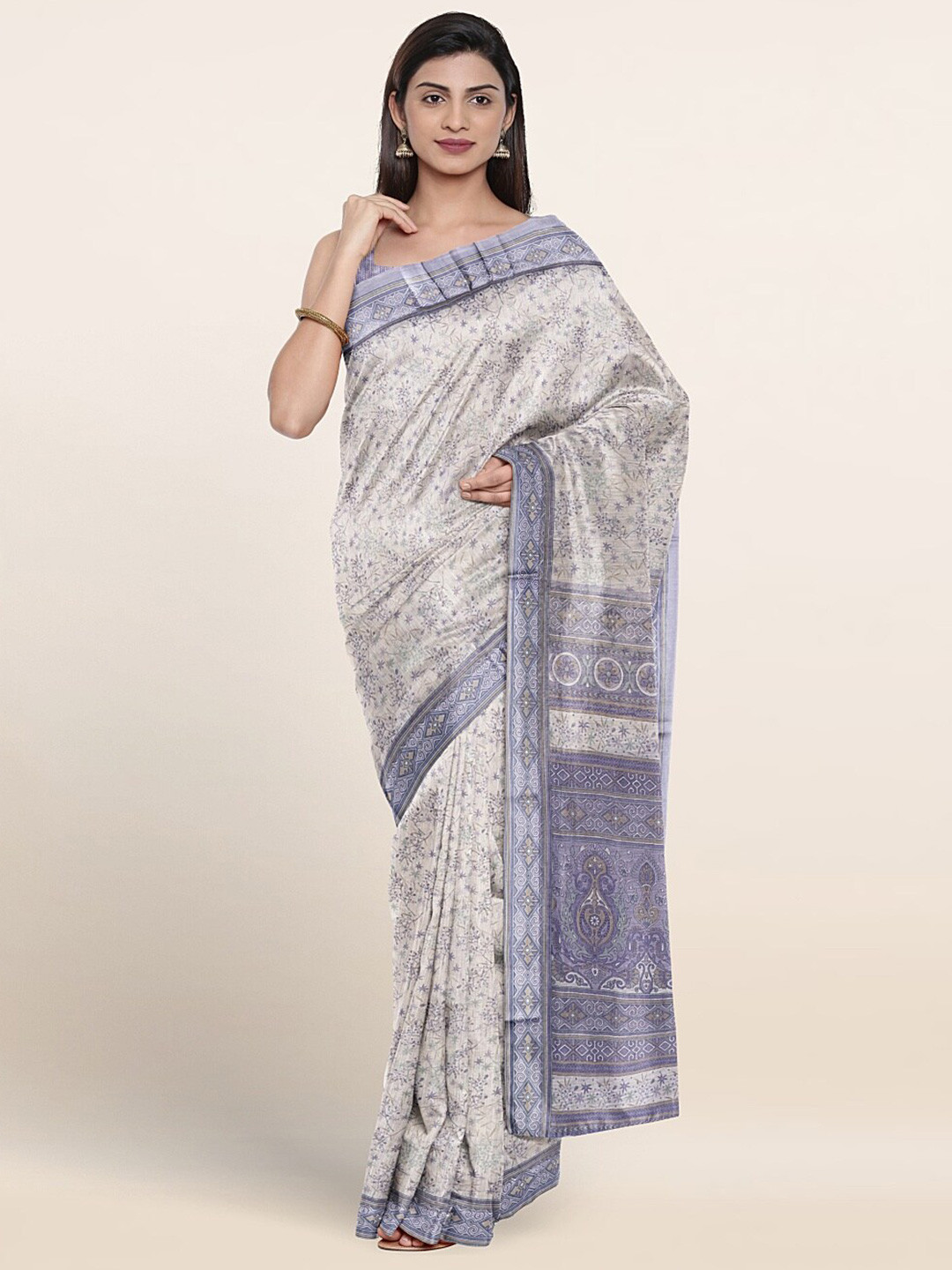 

Pothys Floral Printed Saree, White