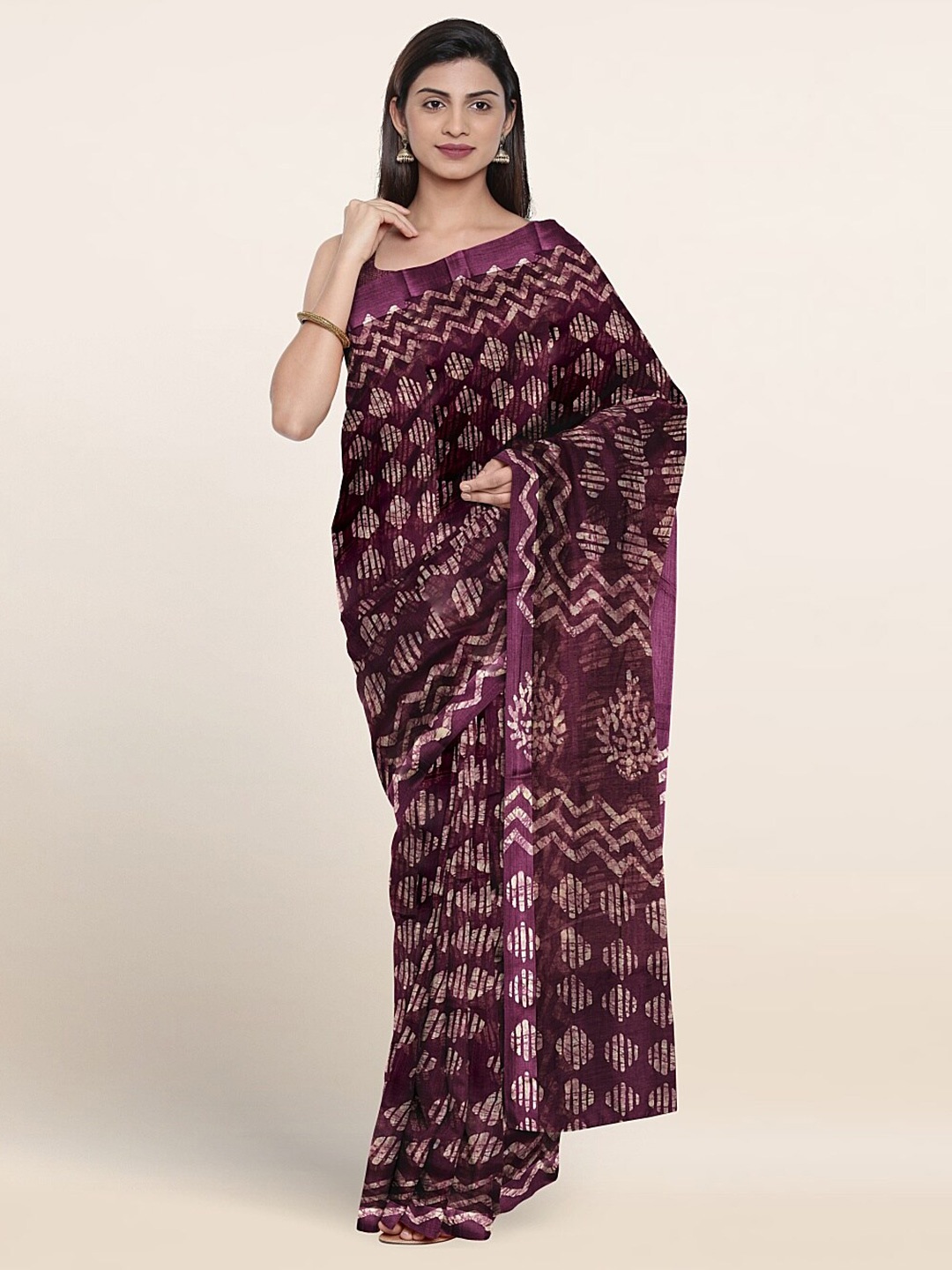 

Pothys Geometric Printed Saree, Purple