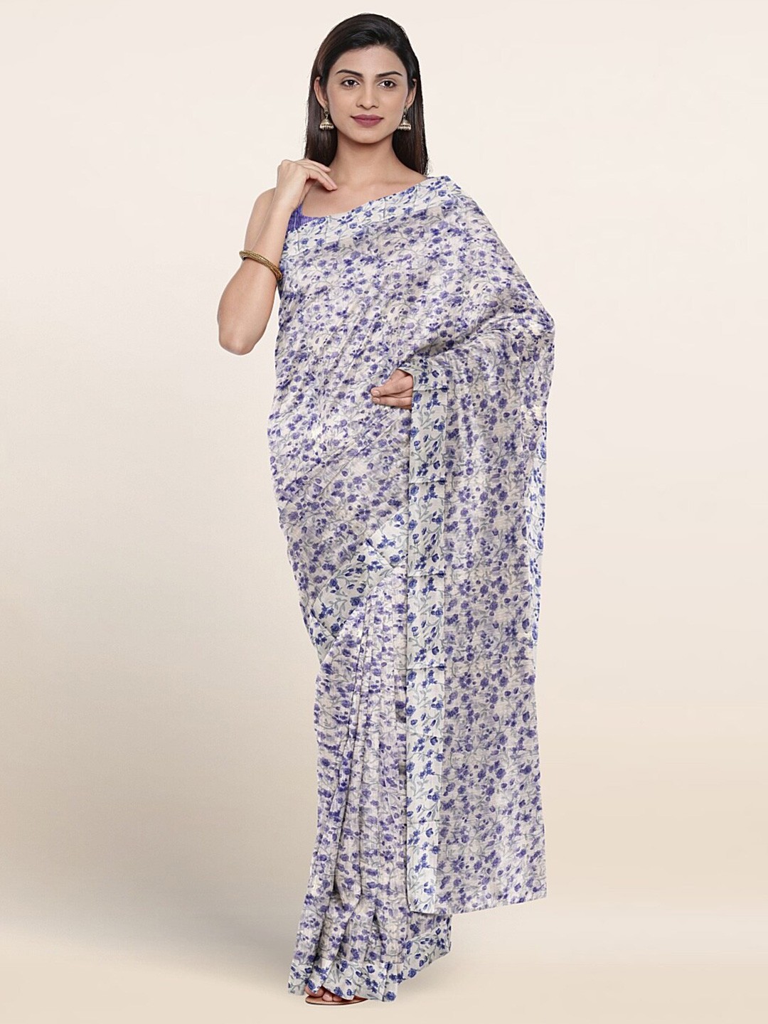 

Pothys Floral Printed Saree, White