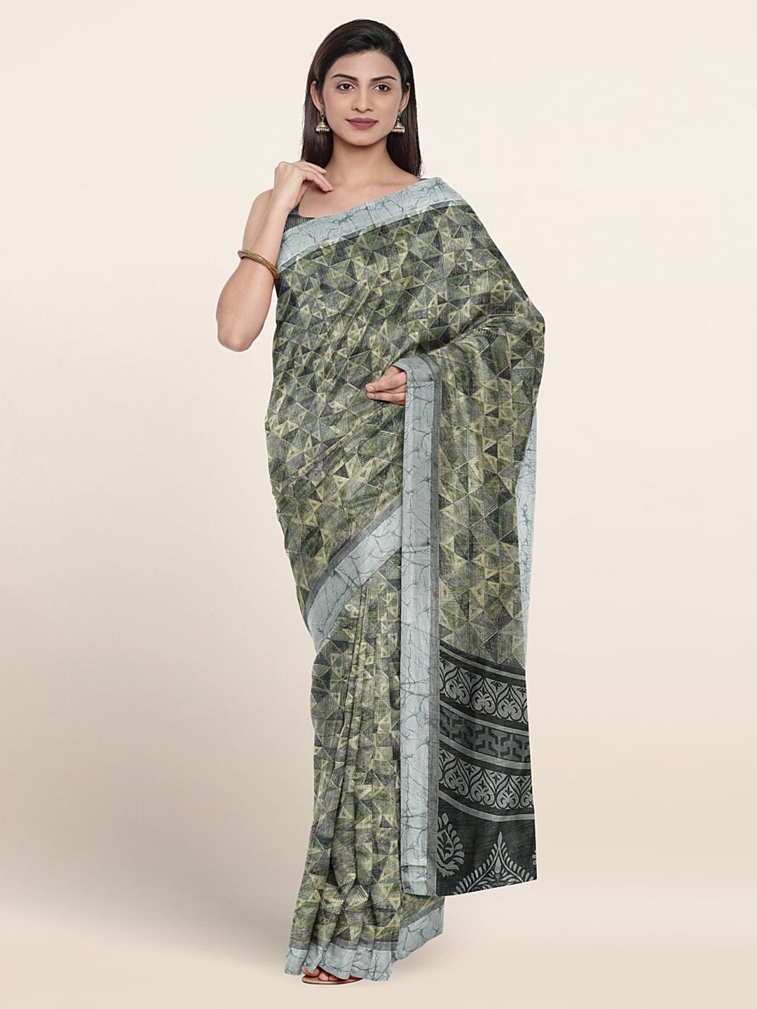

Pothys Ethnic Motifs Printed Saree, Green