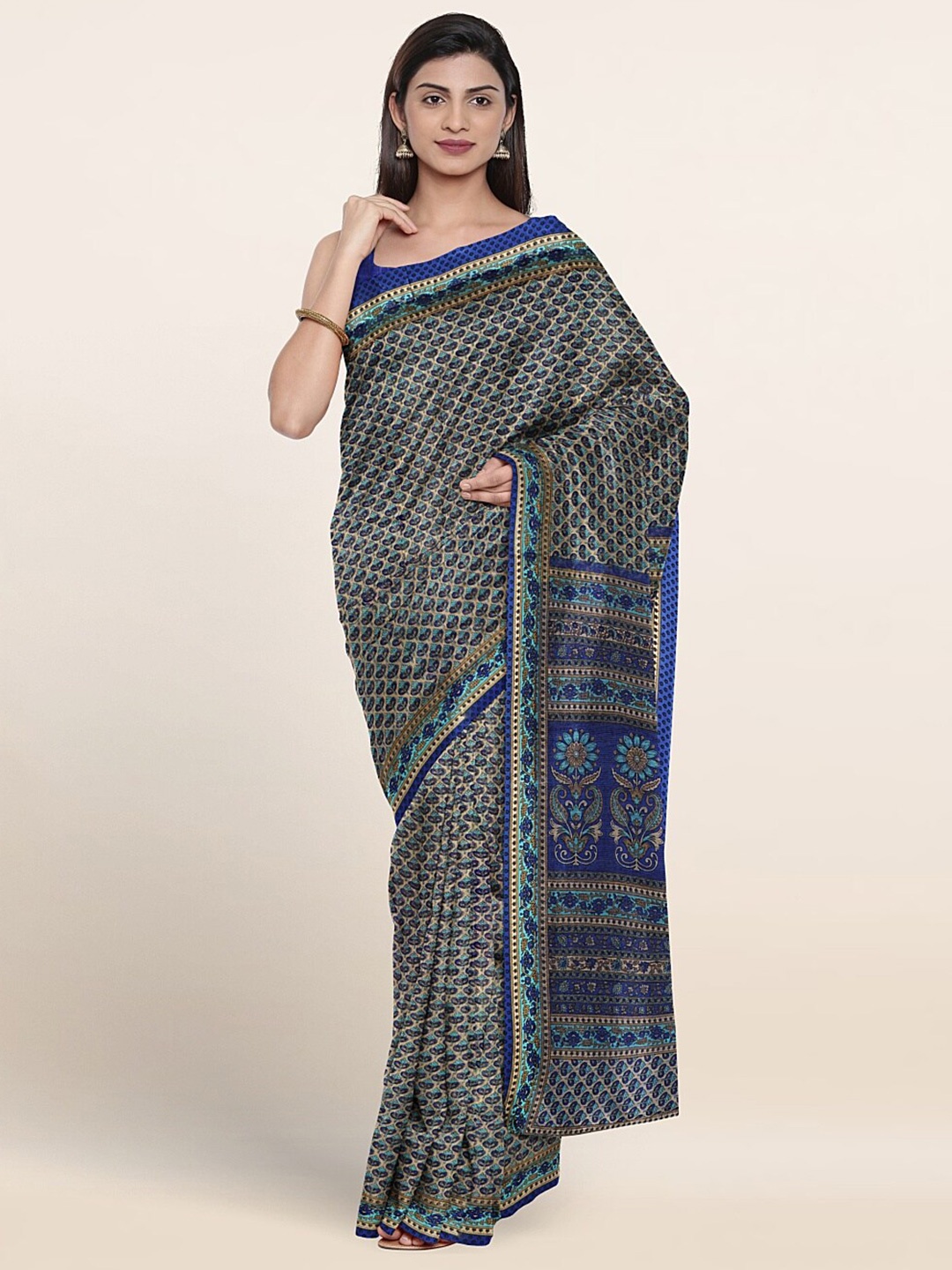 

Pothys Ethnic Motifs Printed Saree, Blue