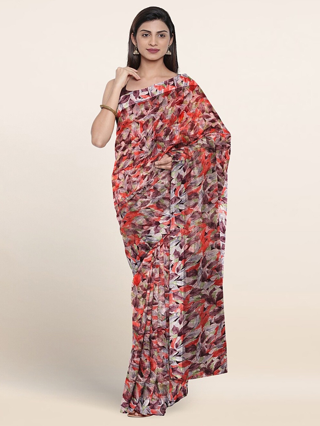 

Pothys Floral Printed Zari Saree, Purple