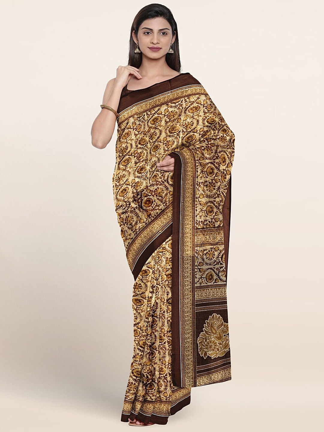 

Pothys Ethnic Motif Printed Saree, Beige