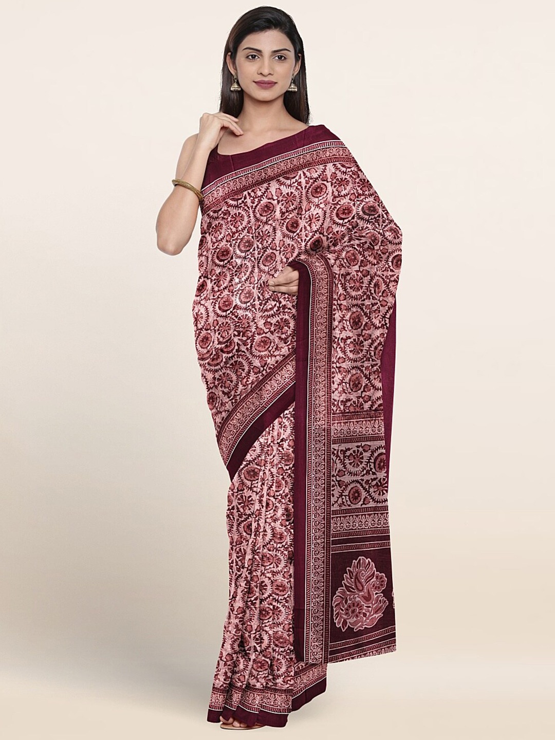 

Pothys Ethnic Motif Printed Saree, Pink
