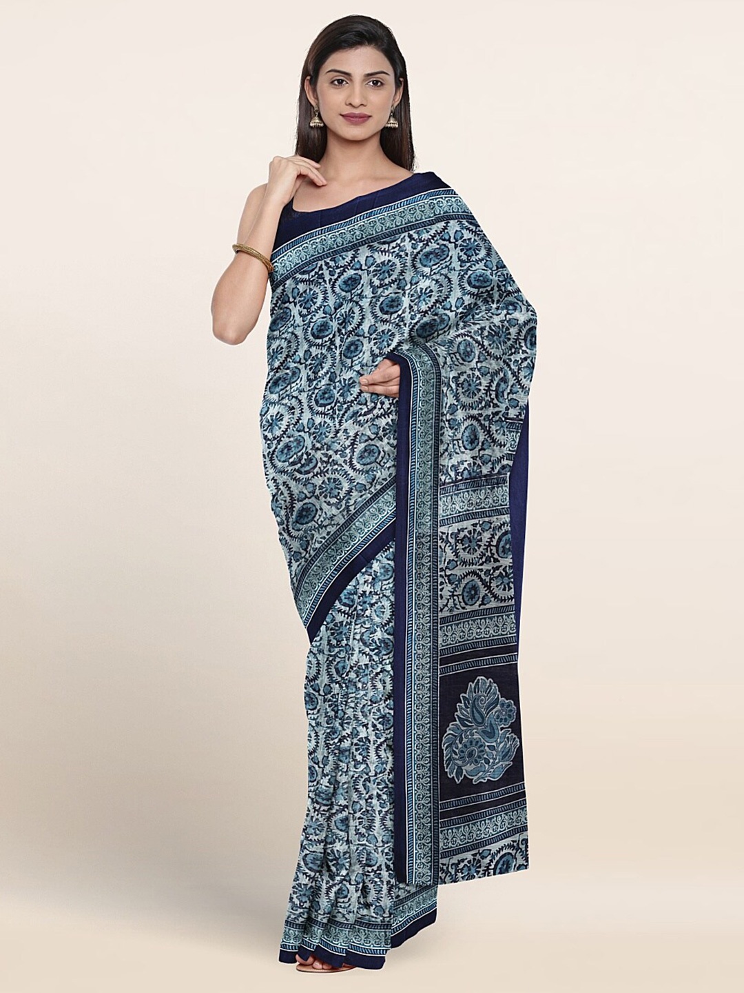 

Pothys Ethnic Motifs Printed Saree, Blue