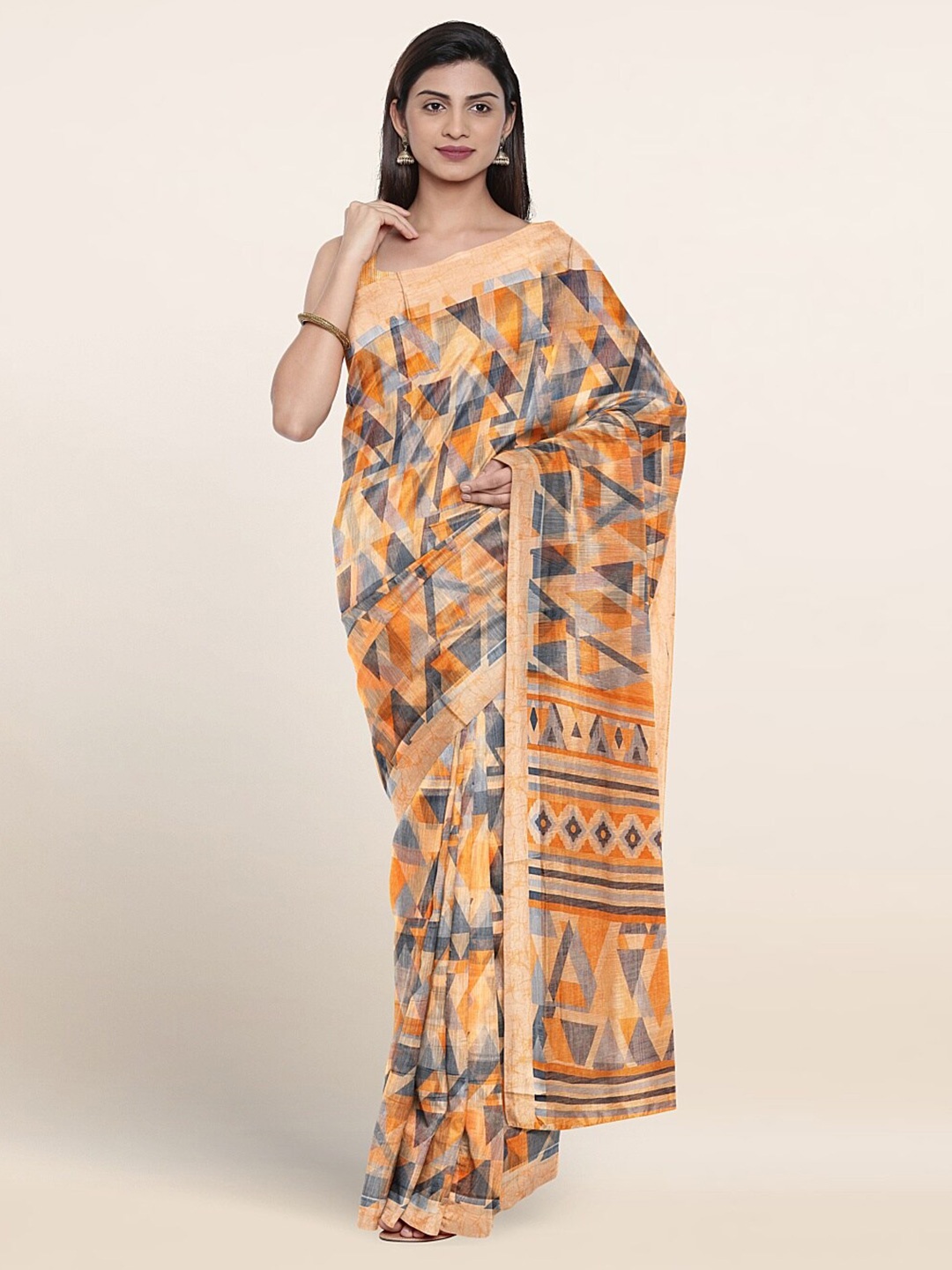 

Pothys Geometric Printed Saree, Yellow