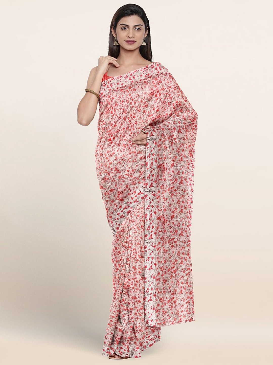 

Pothys Floral Printed Saree, White