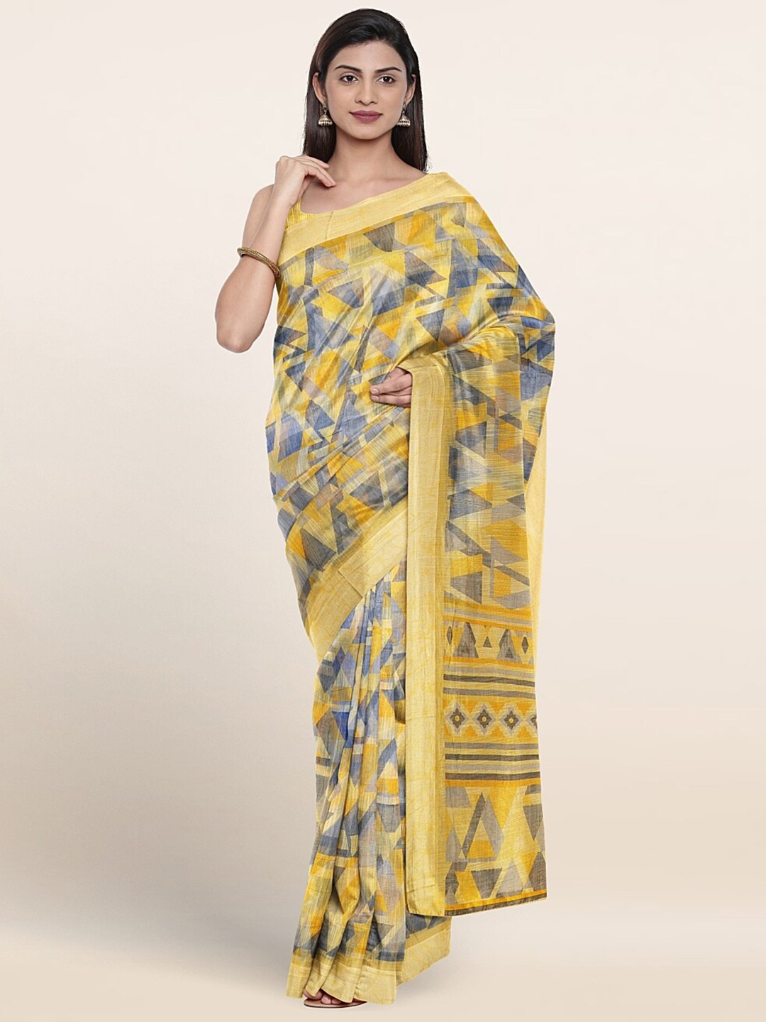 

Pothys Geometric Printed Saree, Yellow