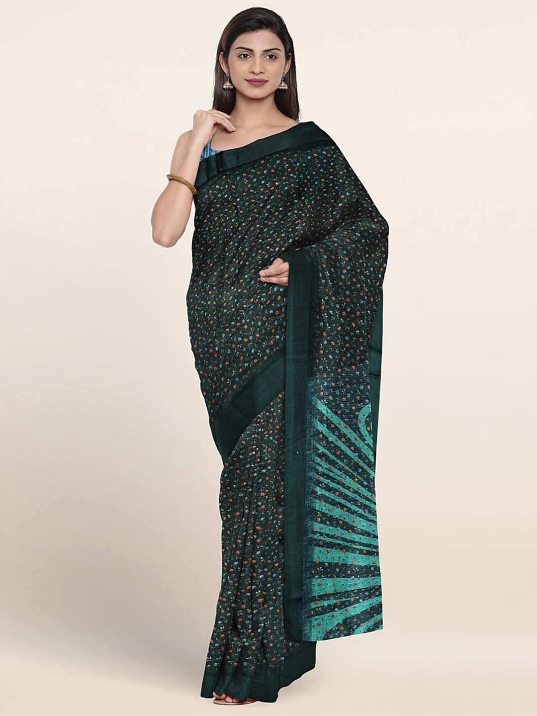 

Pothys Floral Printed Saree, Green