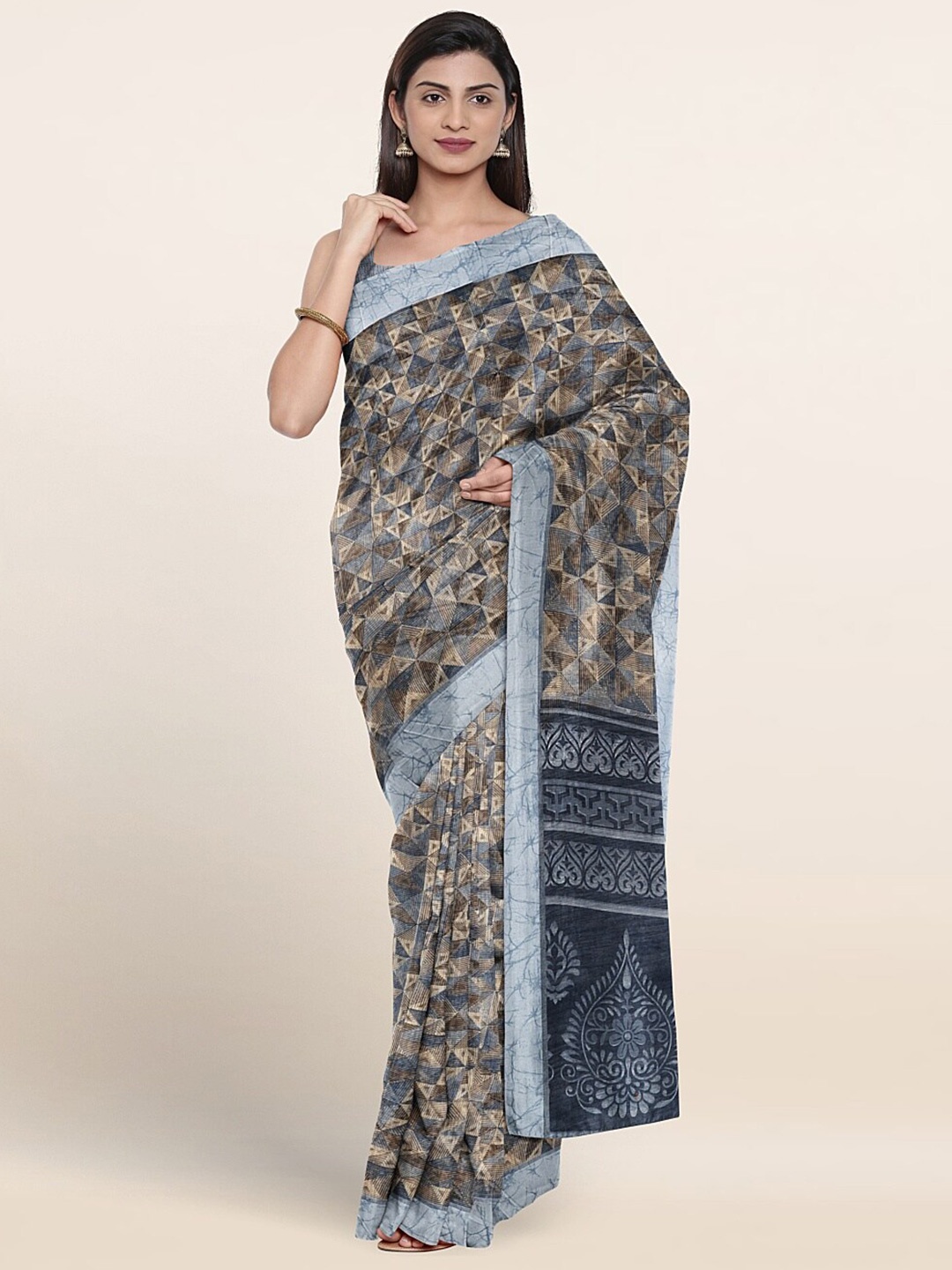 

Pothys Geometric Printed Saree, Blue