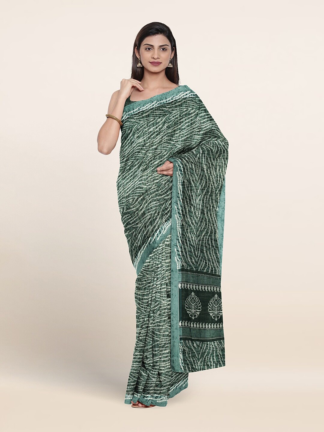 

Pothys Abstract Printed Saree, Green