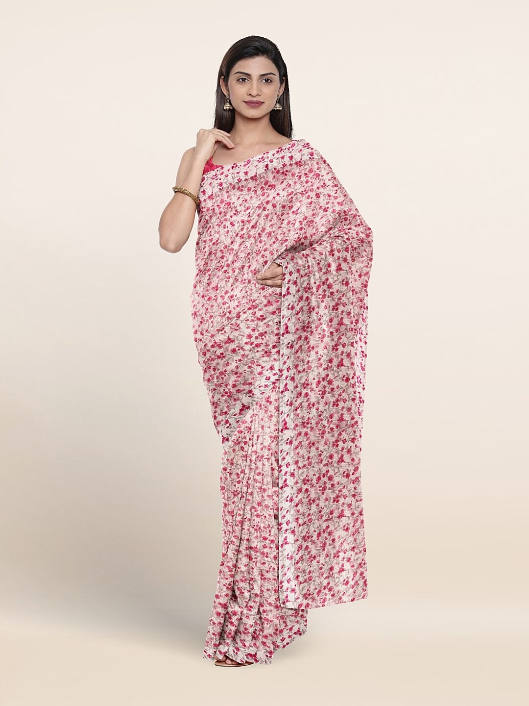 

Pothys Floral Printed Saree, White