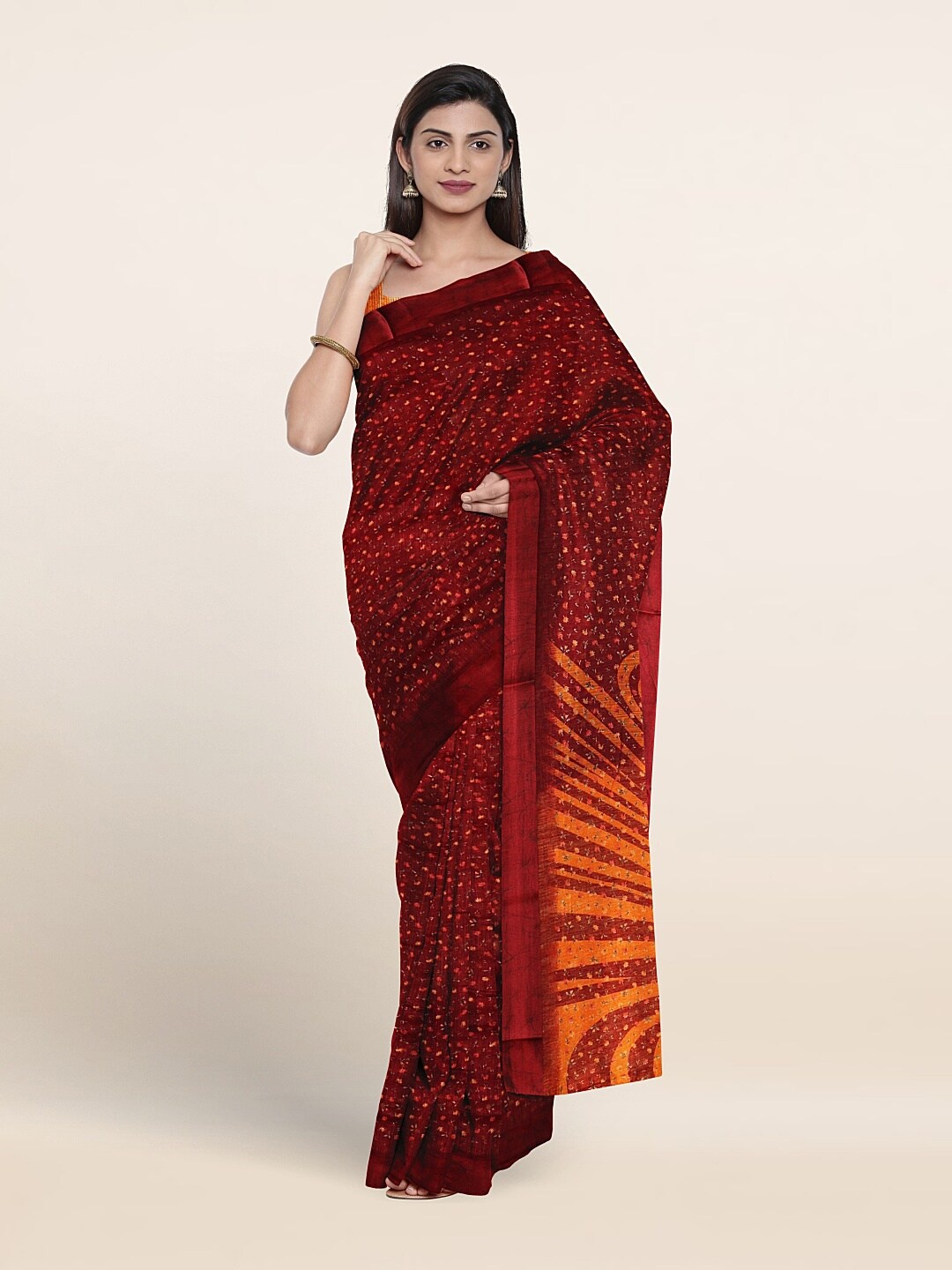 

Pothys Abstract Printed Saree, Maroon