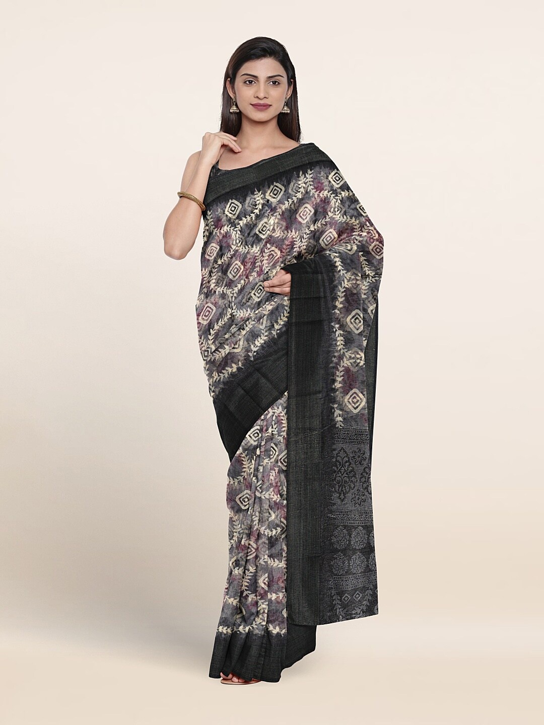 

Pothys Ethnic Motifs Printed Saree, Blue