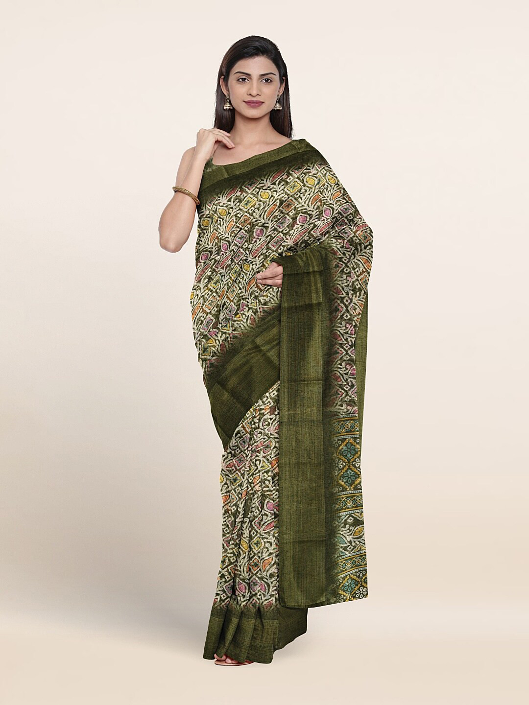 

Pothys Ethnic Motifs Printed Saree, Green