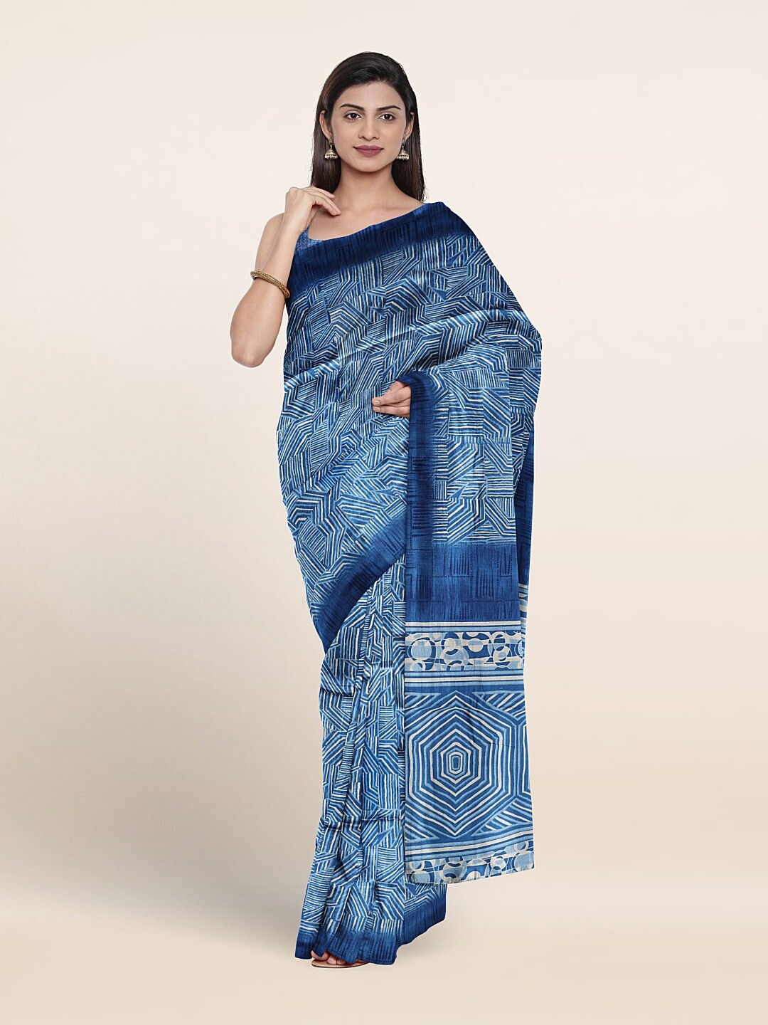 

Pothys Geometric Printed Saree, Blue