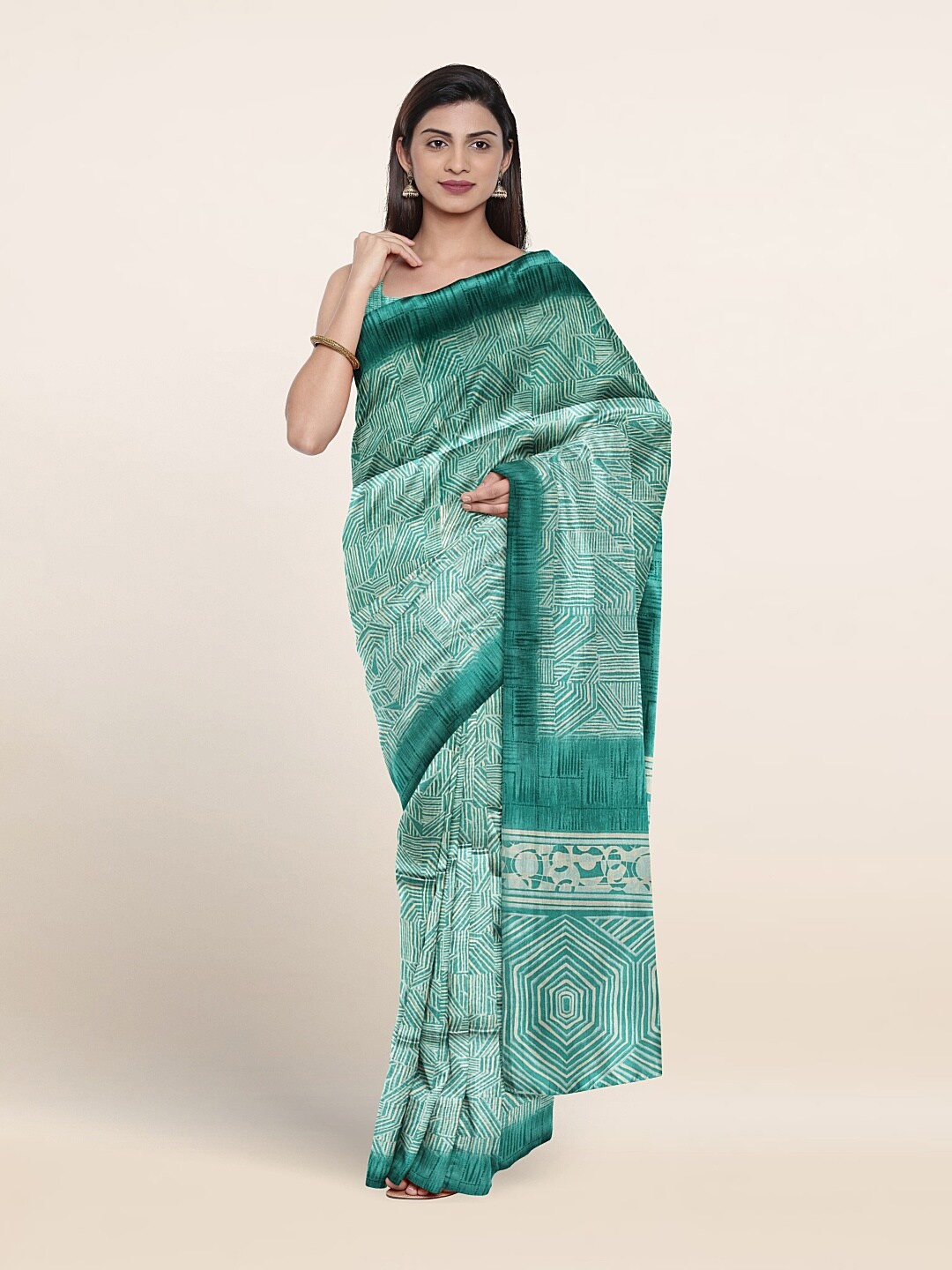 

Pothys Abstract Printed Saree, Green