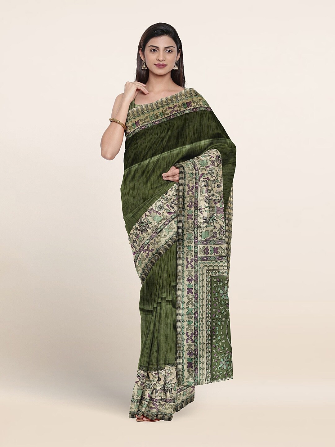 

Pothys Ethnic Motifs Printed Saree, Green