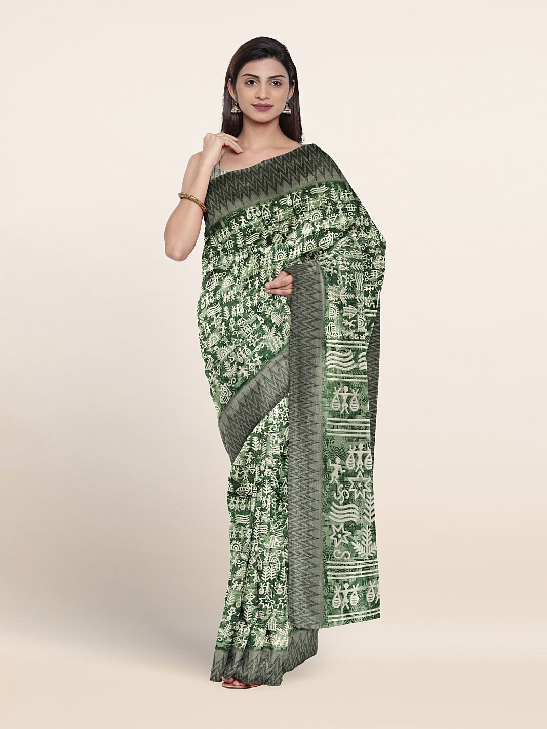 

Pothys Ethnic Motifs Printed Saree, Green