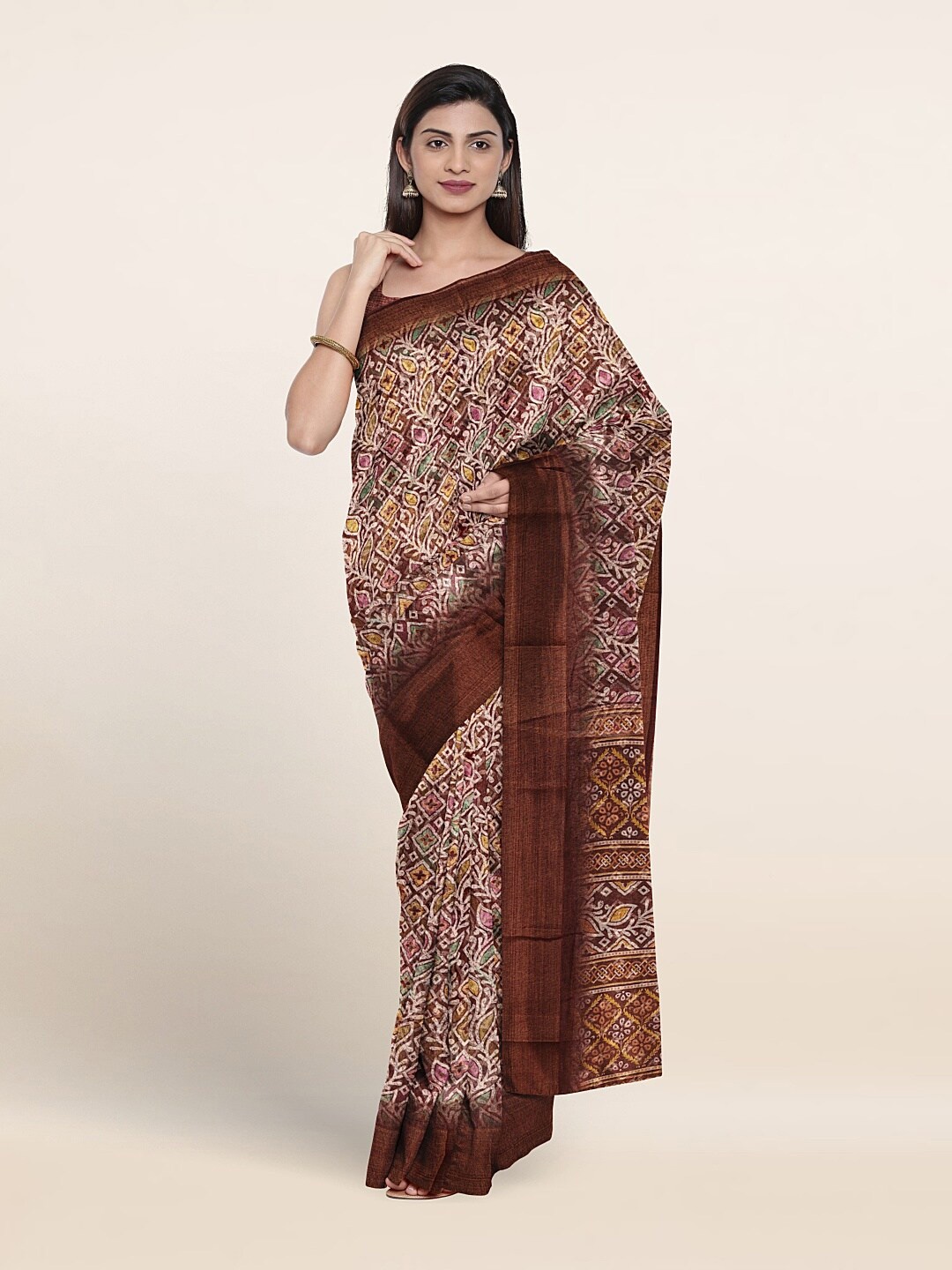 

Pothys Ethnic Motifs Printed Zari Saree, Purple