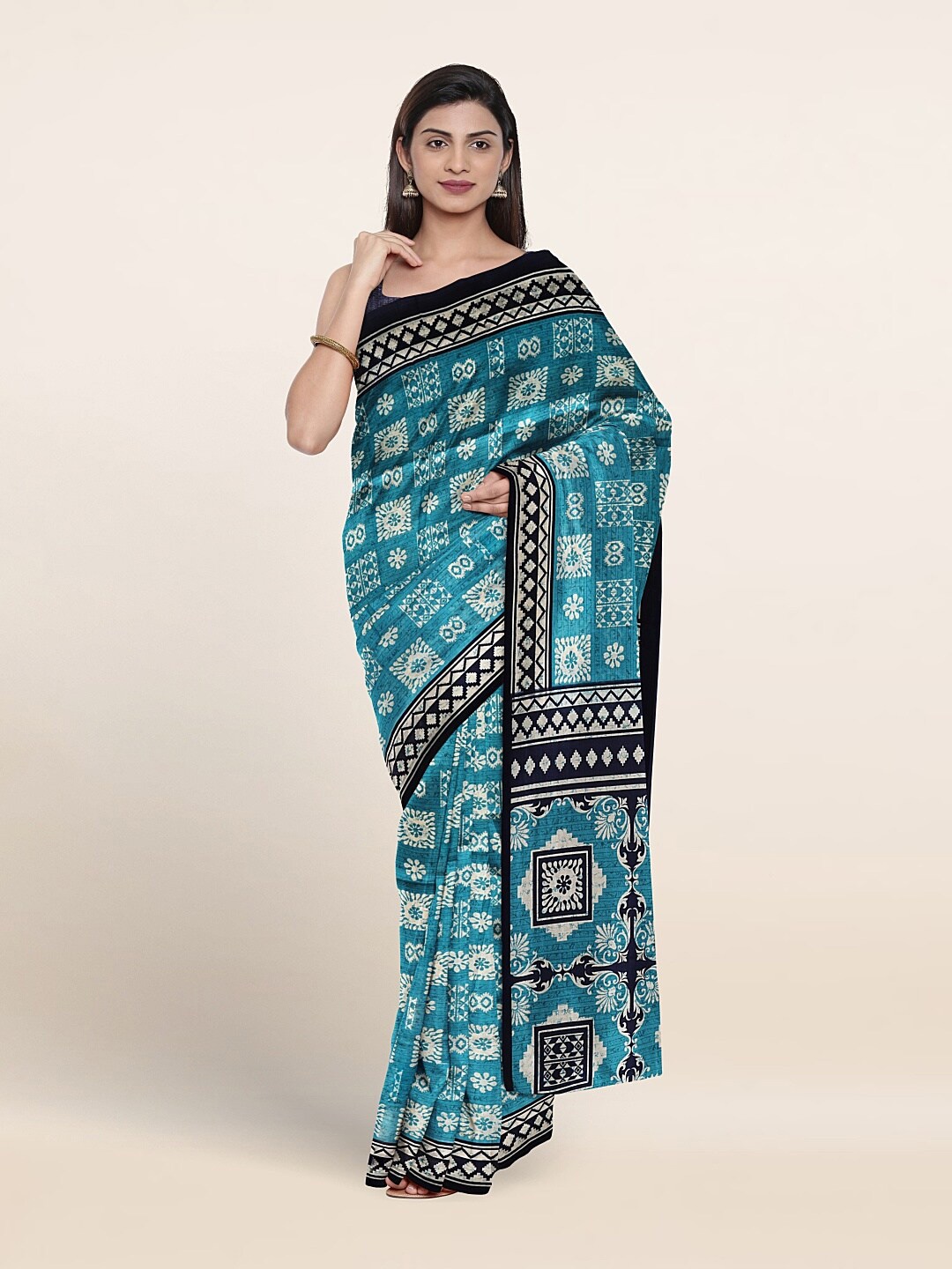 

Pothys Geometric Printed Saree, Blue