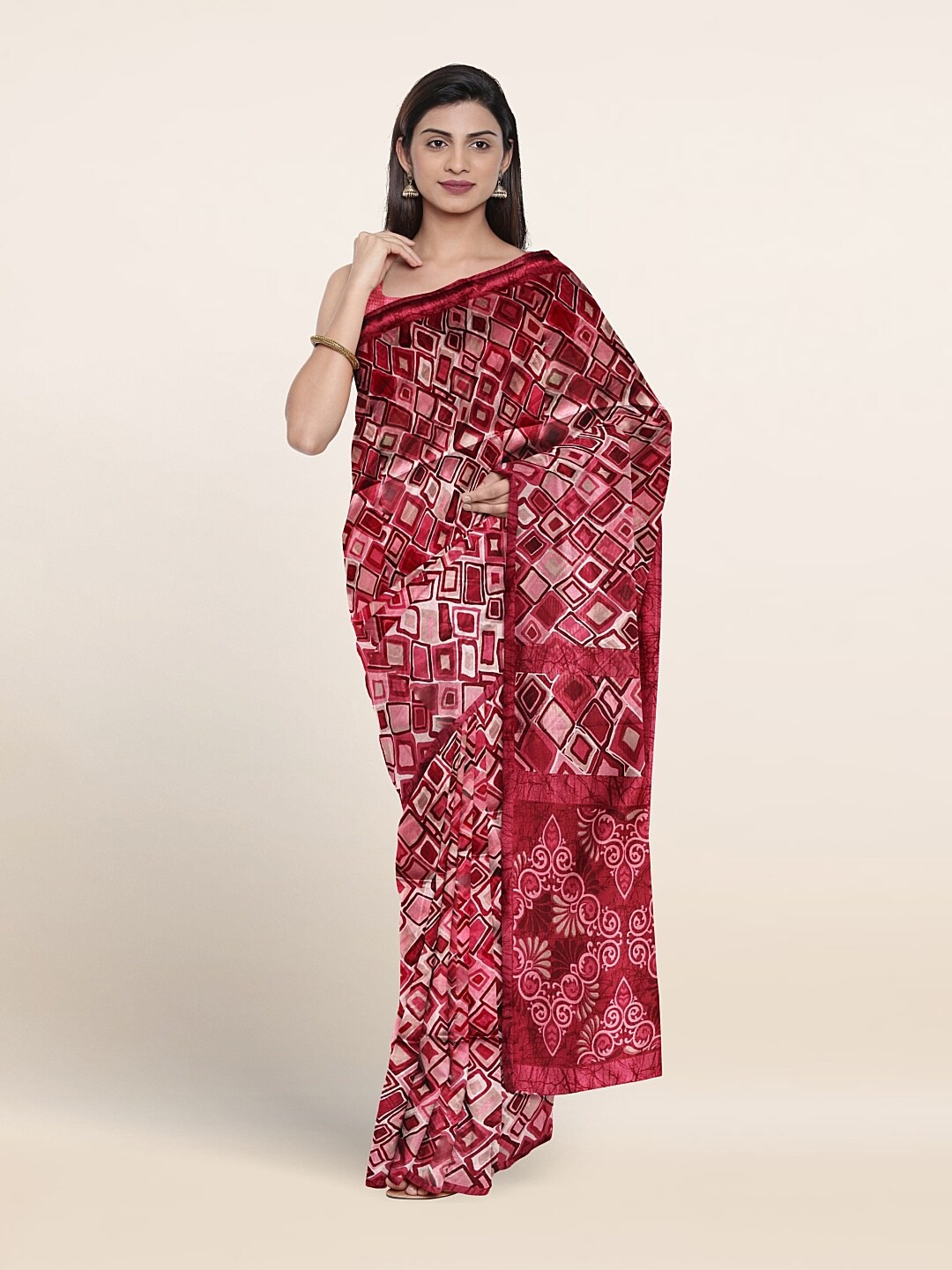 

Pothys Geometric Printed Saree, Pink