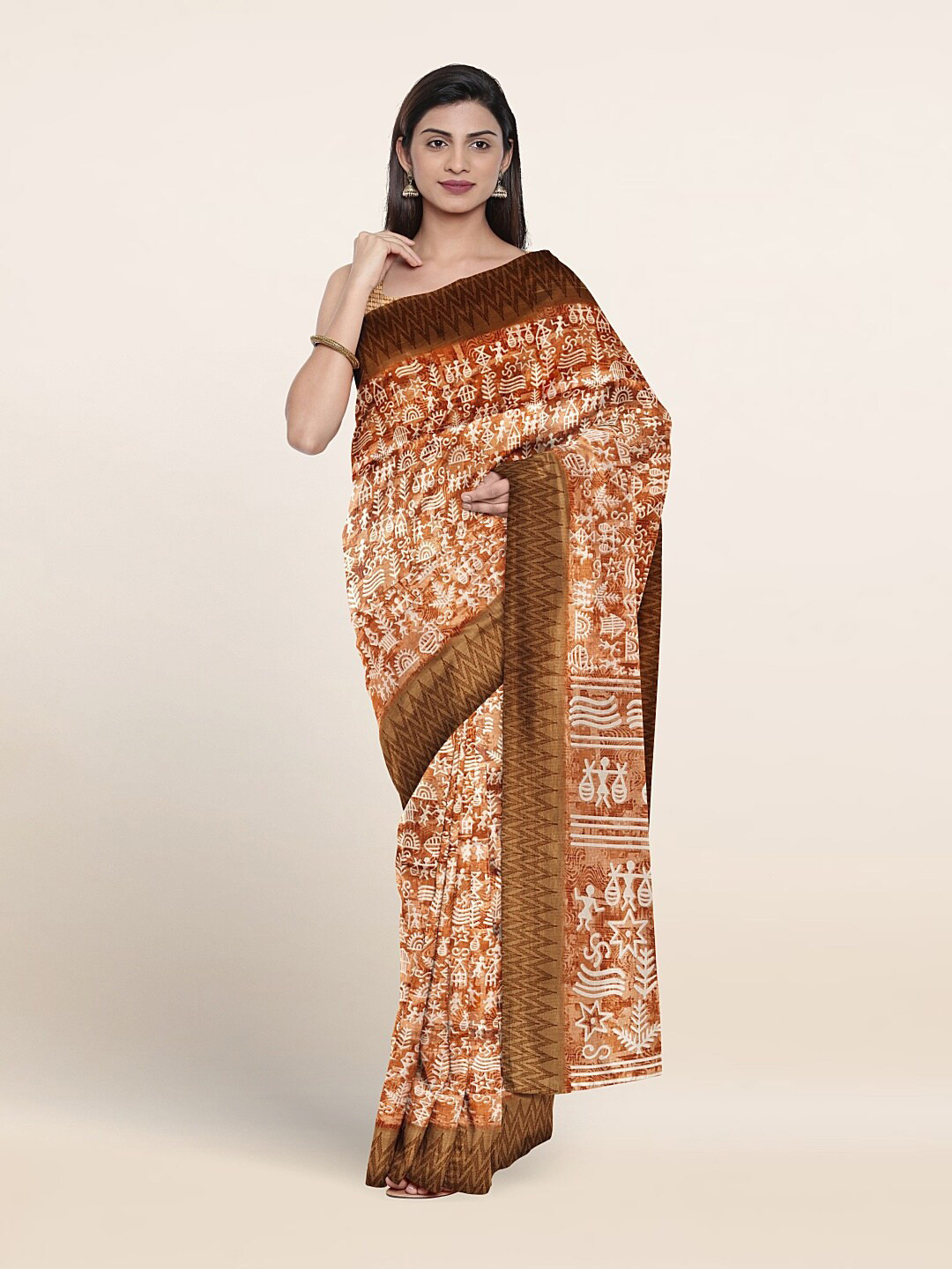 

Pothys Warli Printed Saree, Orange