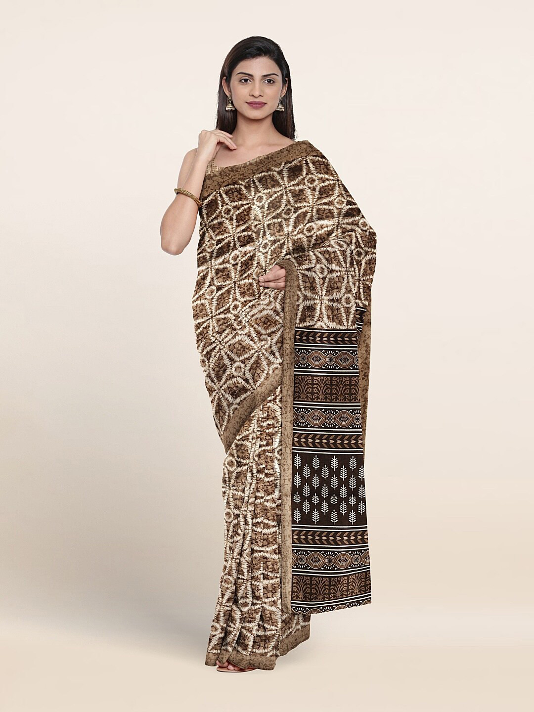 

Pothys Ethnic Motifs Printed Saree, Brown
