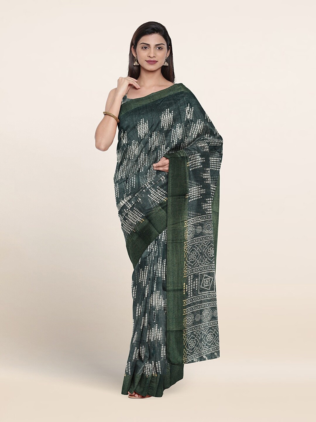 

Pothys Abstract Printed Saree, Green