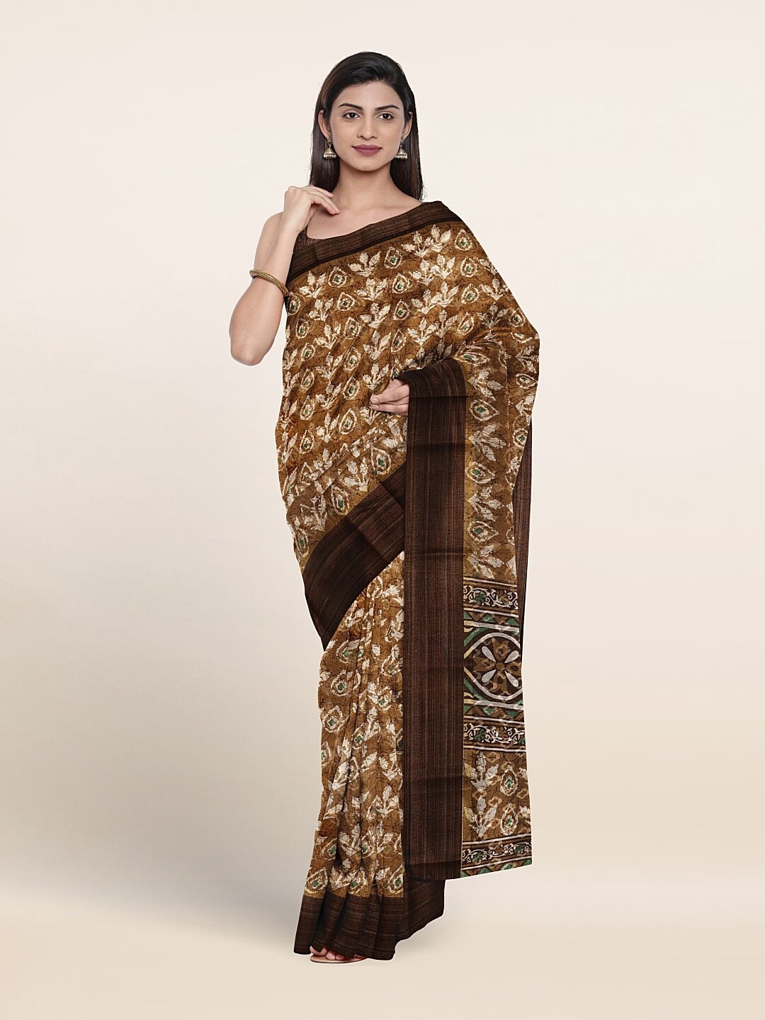 

Pothys Floral Printed Saree, Brown