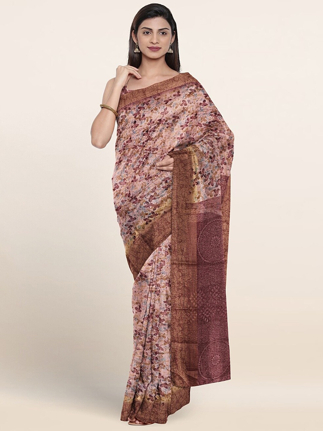 

Pothys Floral Printed Saree, Rust