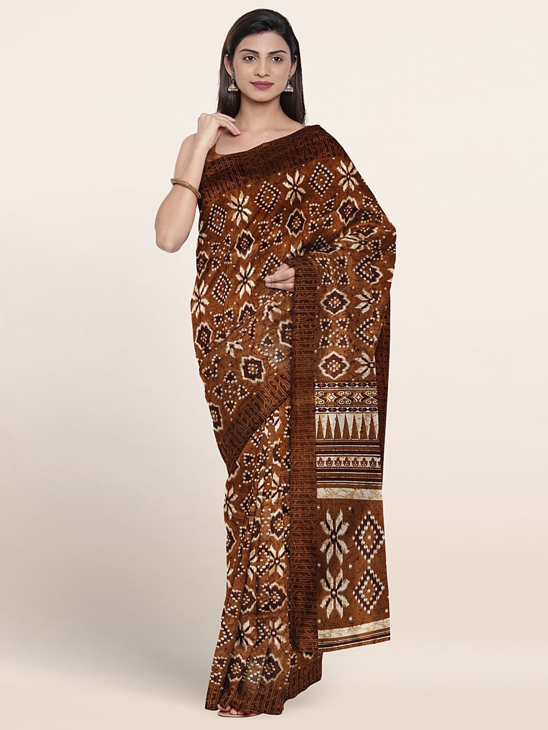 

Pothys Ethnic Motifs Printed Saree, Brown