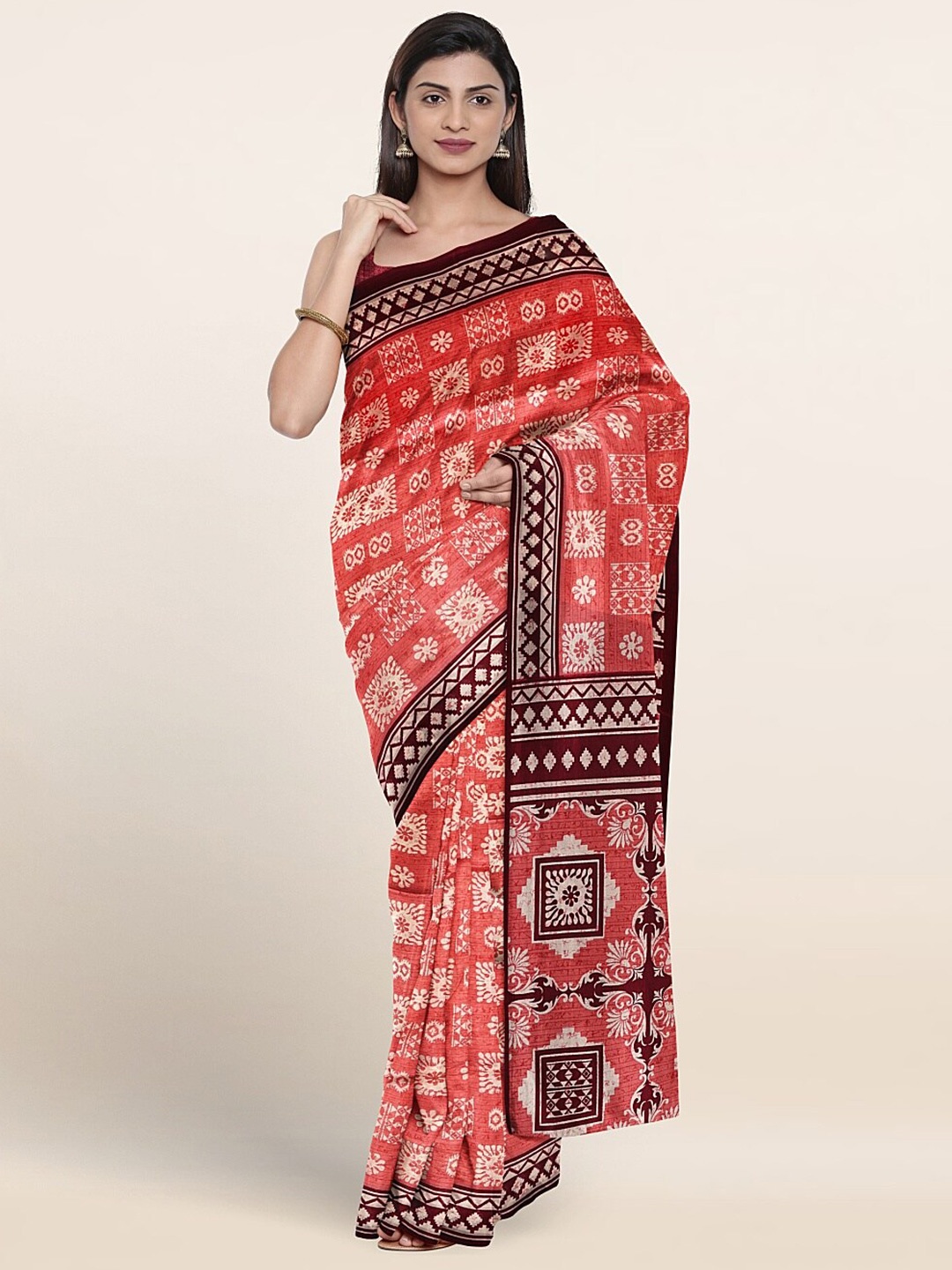 

Pothys Ethnic Motifs Printed Saree, Pink