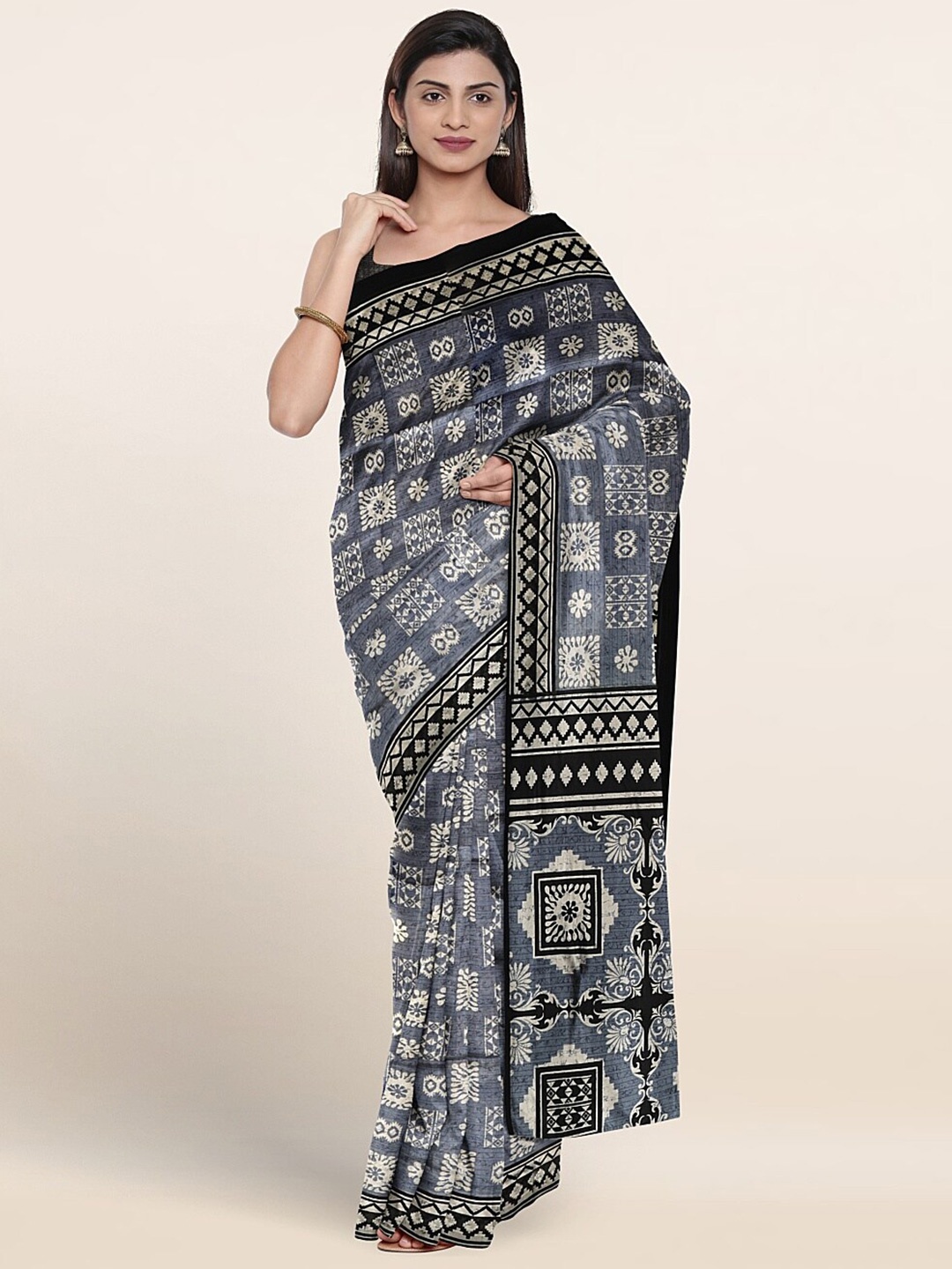 

Pothys Ethnic Motifs Printed Saree, Grey
