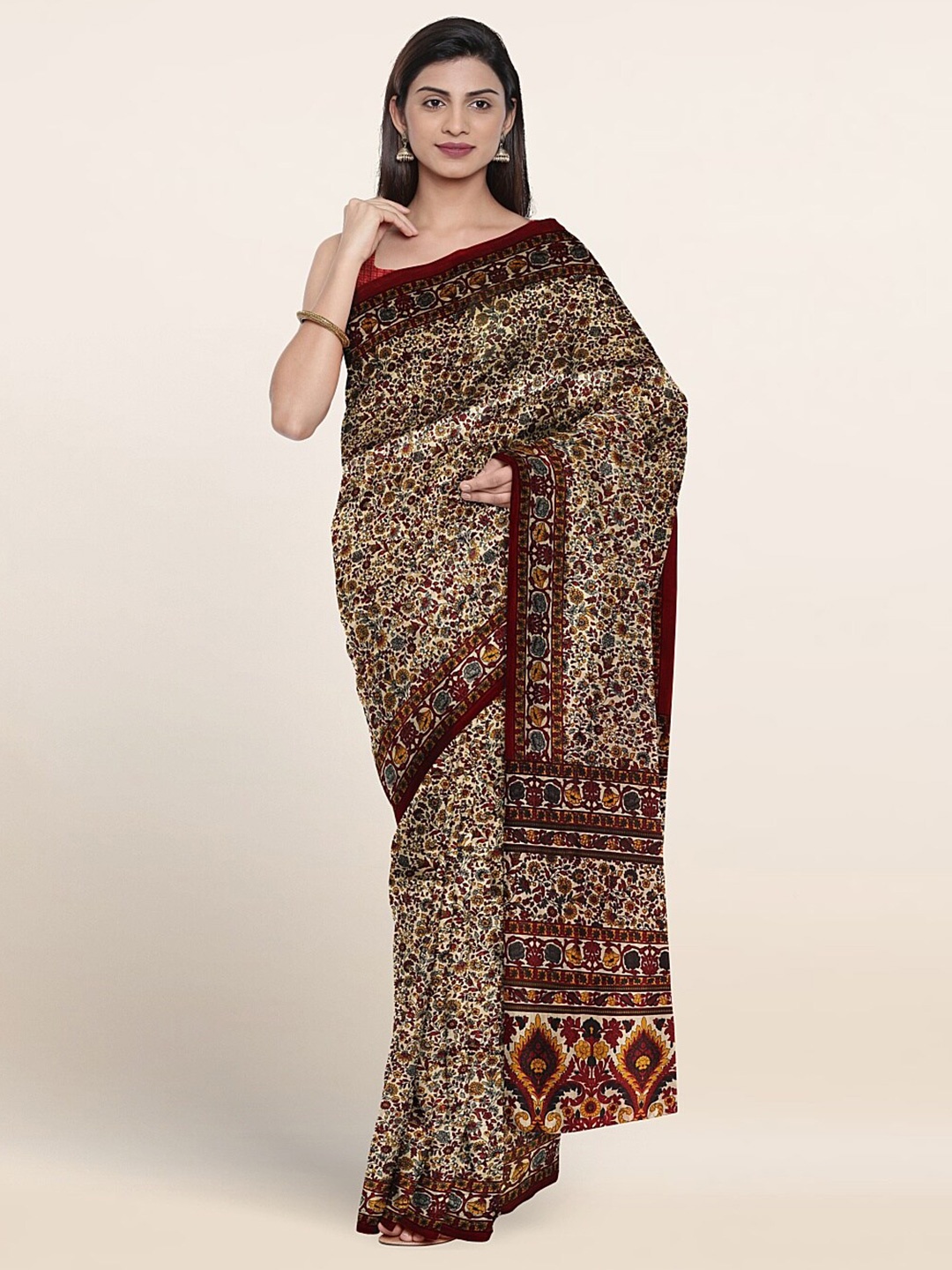 

Pothys Floral Printed Saree, Cream