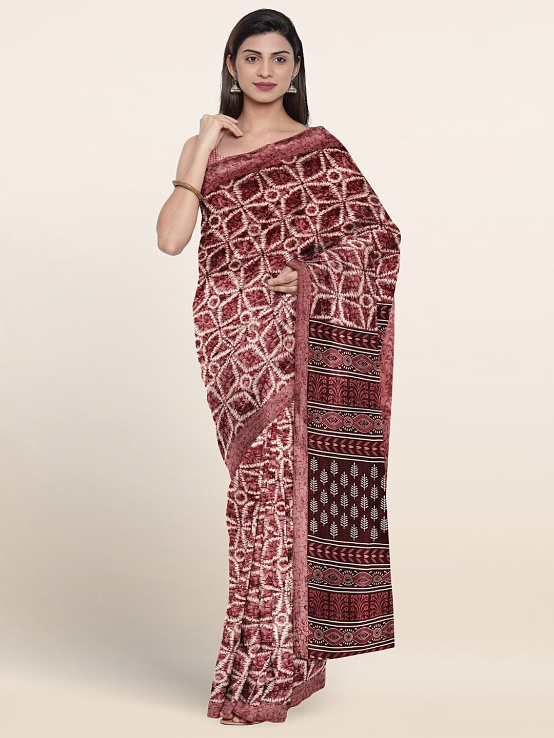 

Pothys Geometric Printed Saree, Mauve