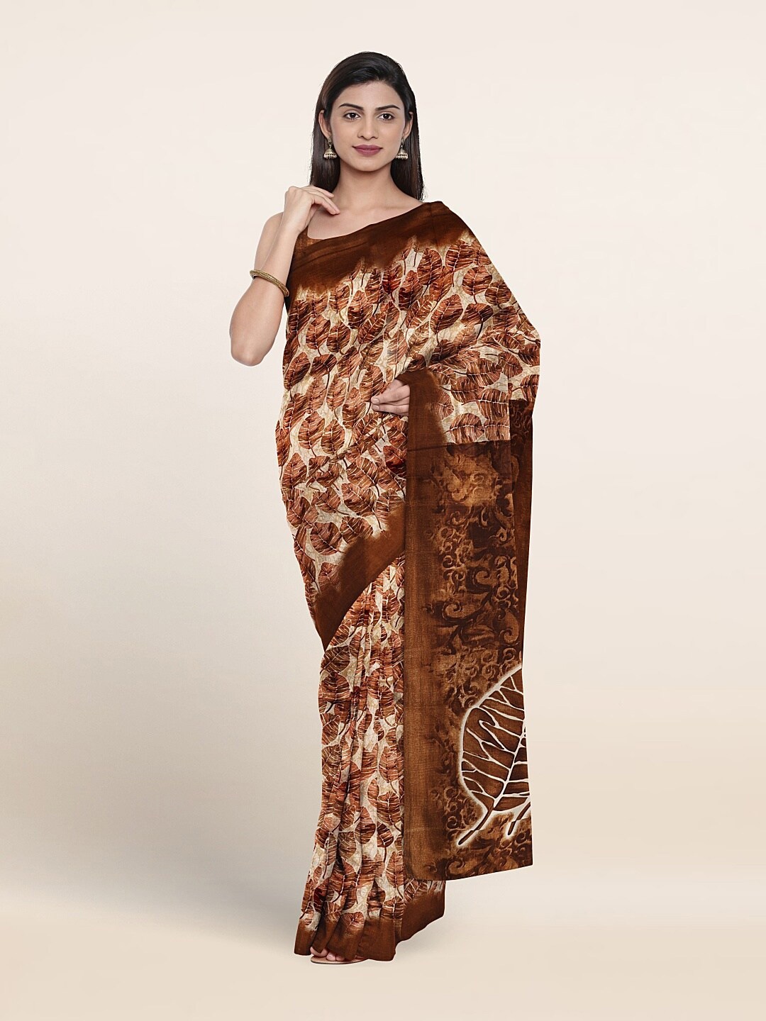 

Pothys Floral Printed Saree, Brown