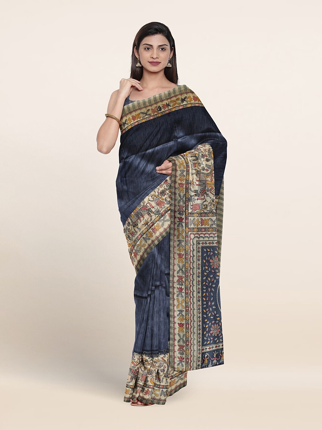 

Pothys Ethnic Motifs Printed Saree, Blue