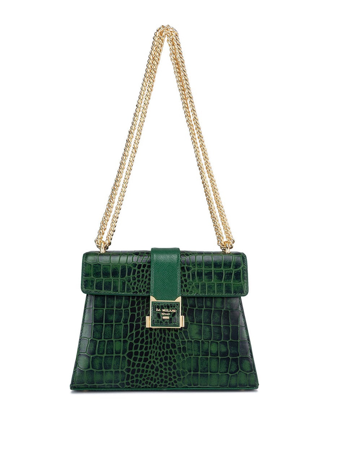 

Da Milano Textured Leather Structured Sling Bag, Green