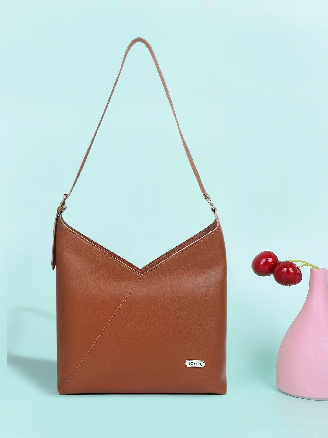

ROVOK Structured Shoulder Bag, Tan