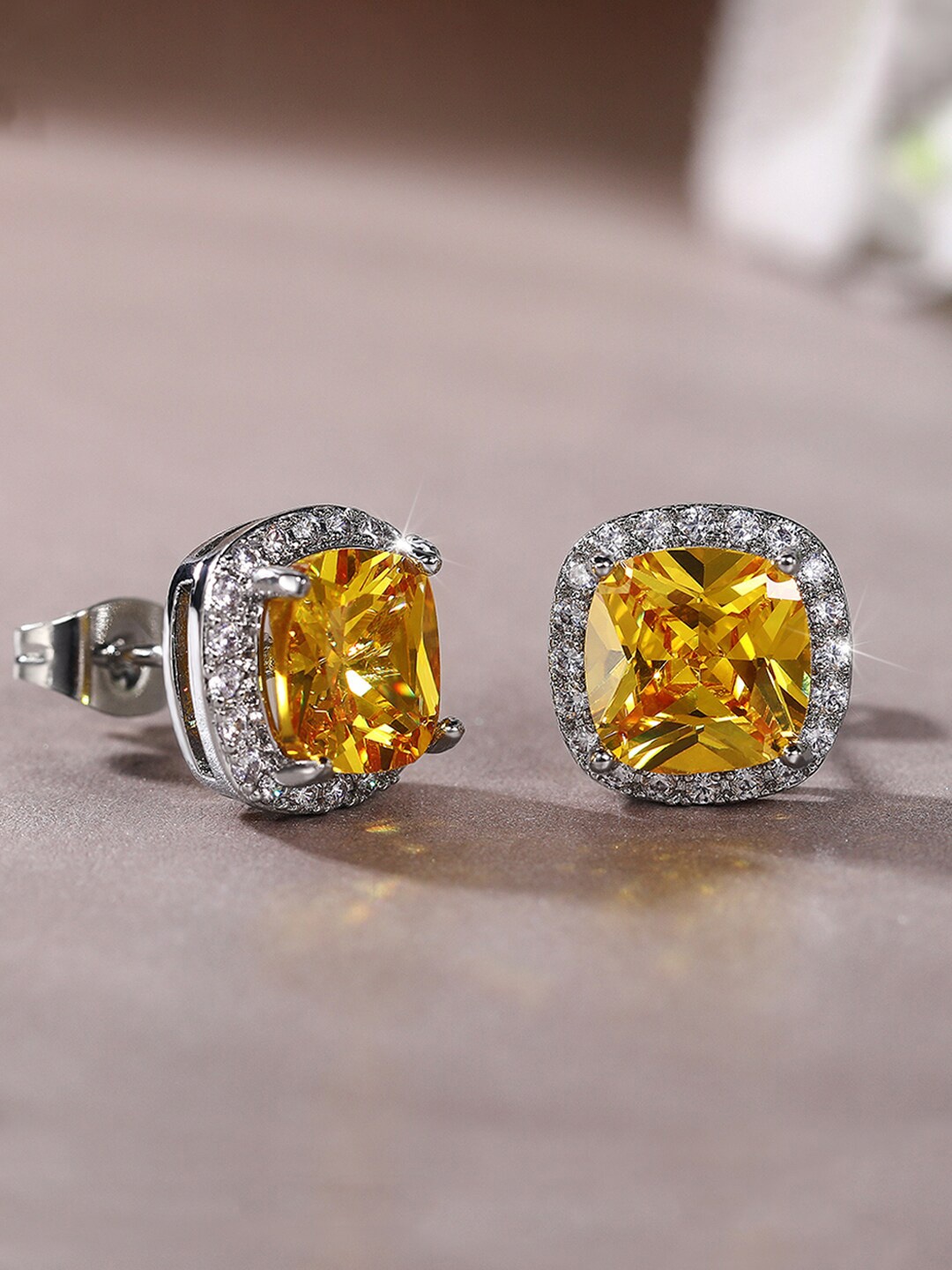 

Designs & You Yellow Square Studs Earrings