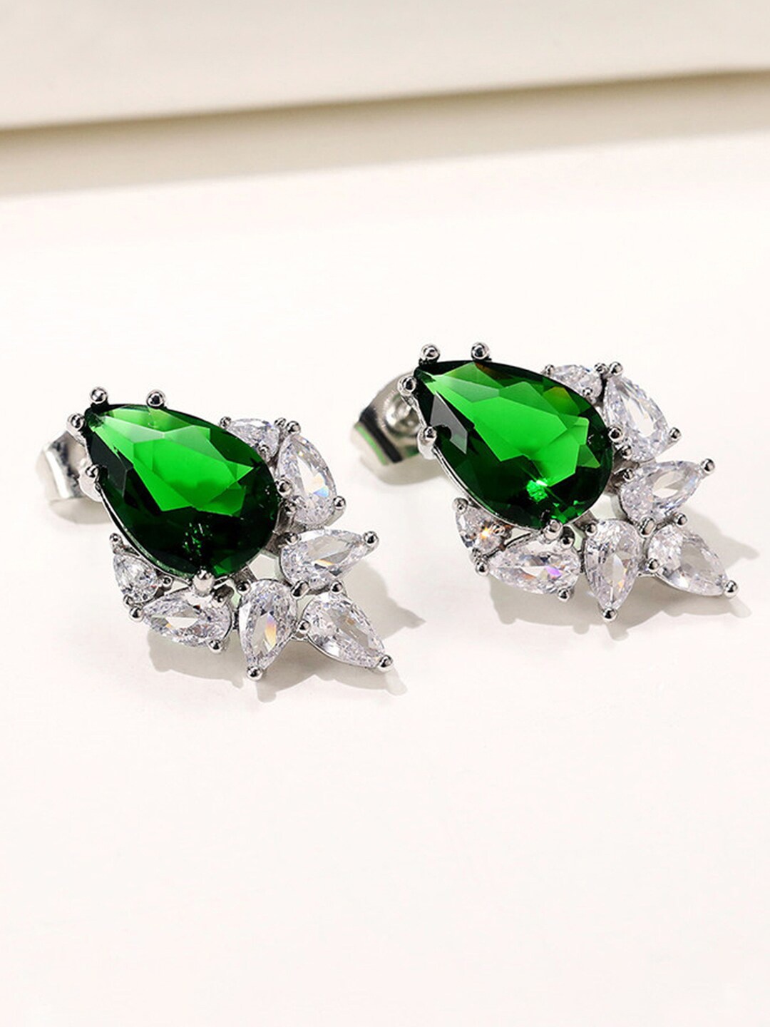 

Designs & You Green Teardrop Shaped Studs Earrings