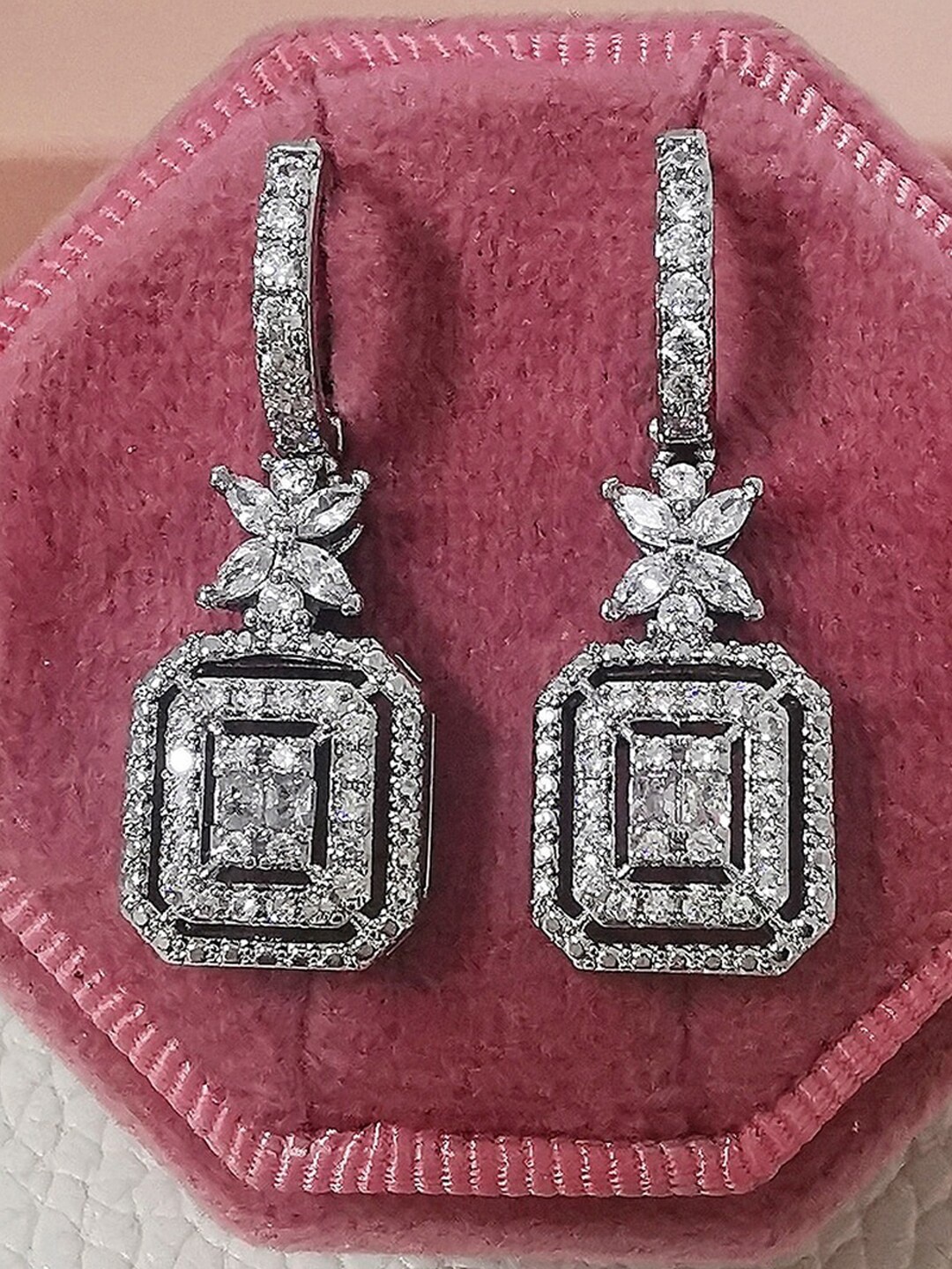 

Designs & You Silver Plated American Diamond Classic Drop Earrings
