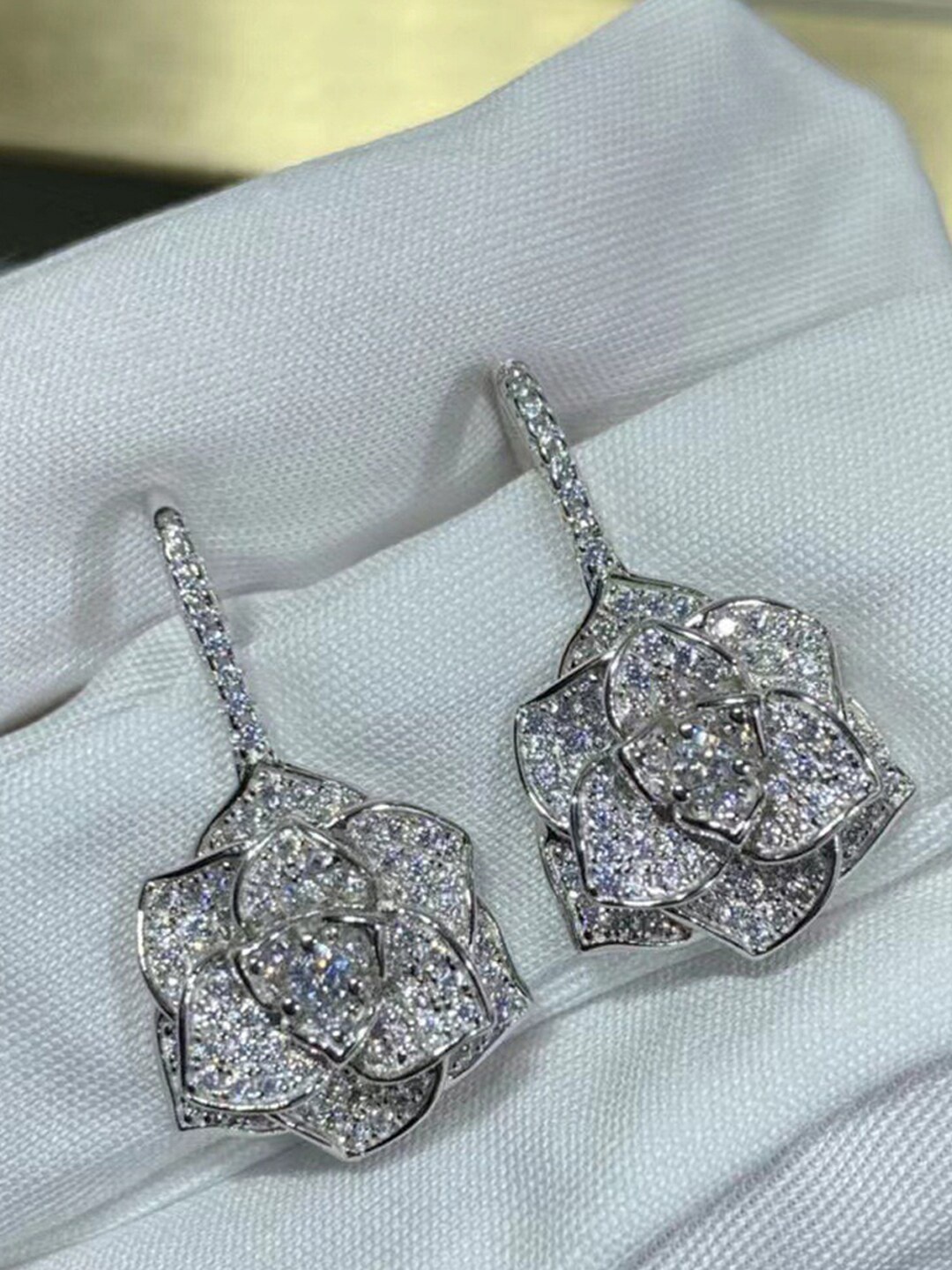 

Designs & You American Diamond Teardrop Shaped Hoop Earrings, Silver