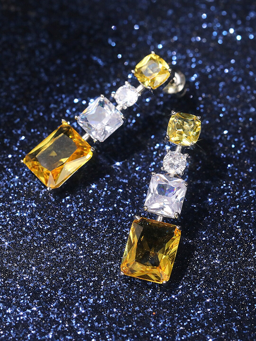 

Designs & You Silver Plated Geometric Drop Earrings, Yellow