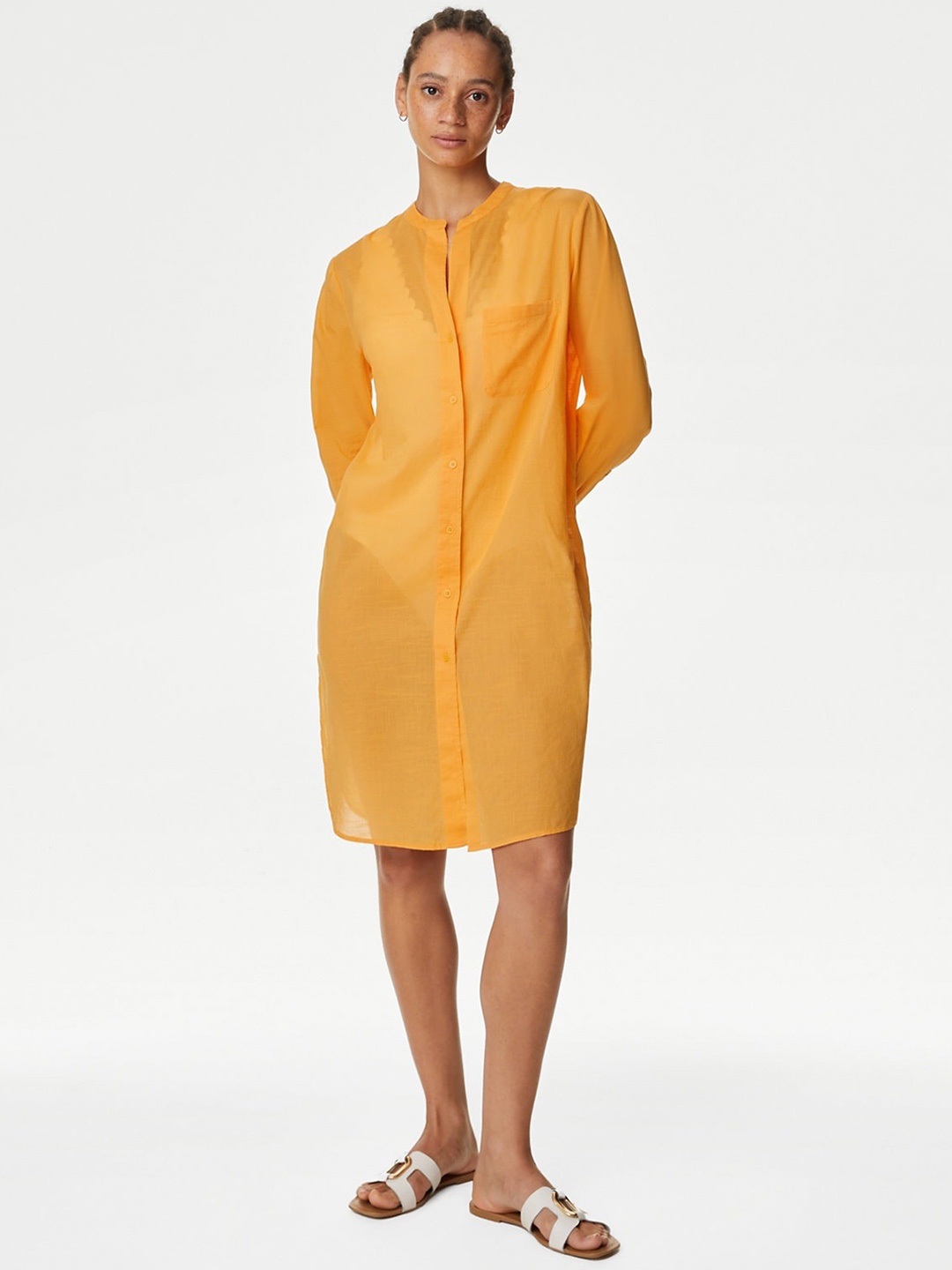 

Marks & Spencer Pure Cotton Swimwear Cover up Top, Yellow