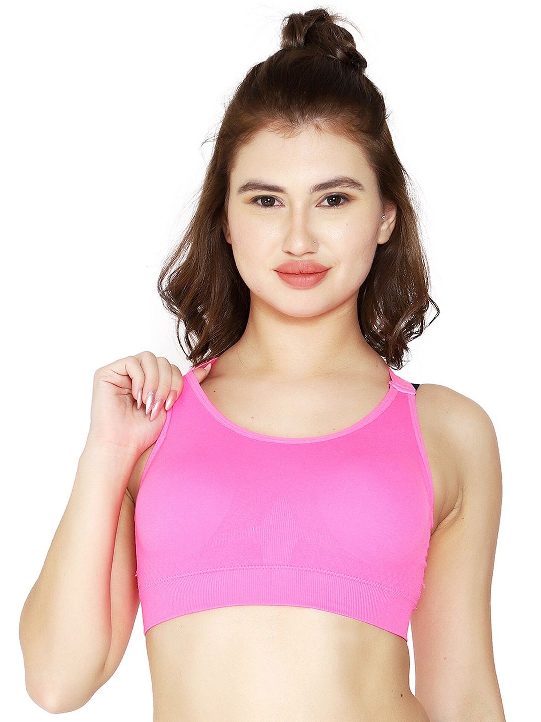 

BRACHY Non-Wired Lightly Padded Seamless Workout Bra With All Day Comfort, Pink