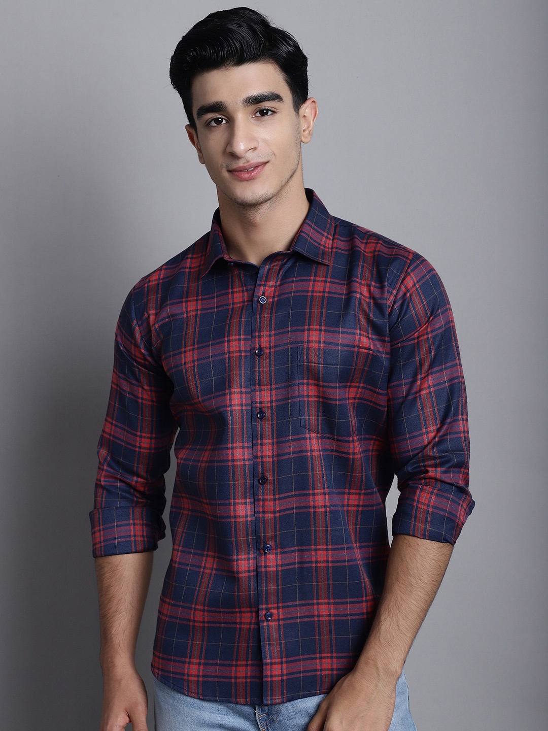 

Armaan Ethnic Comfort Tartan Checked Casual Shirt, Maroon