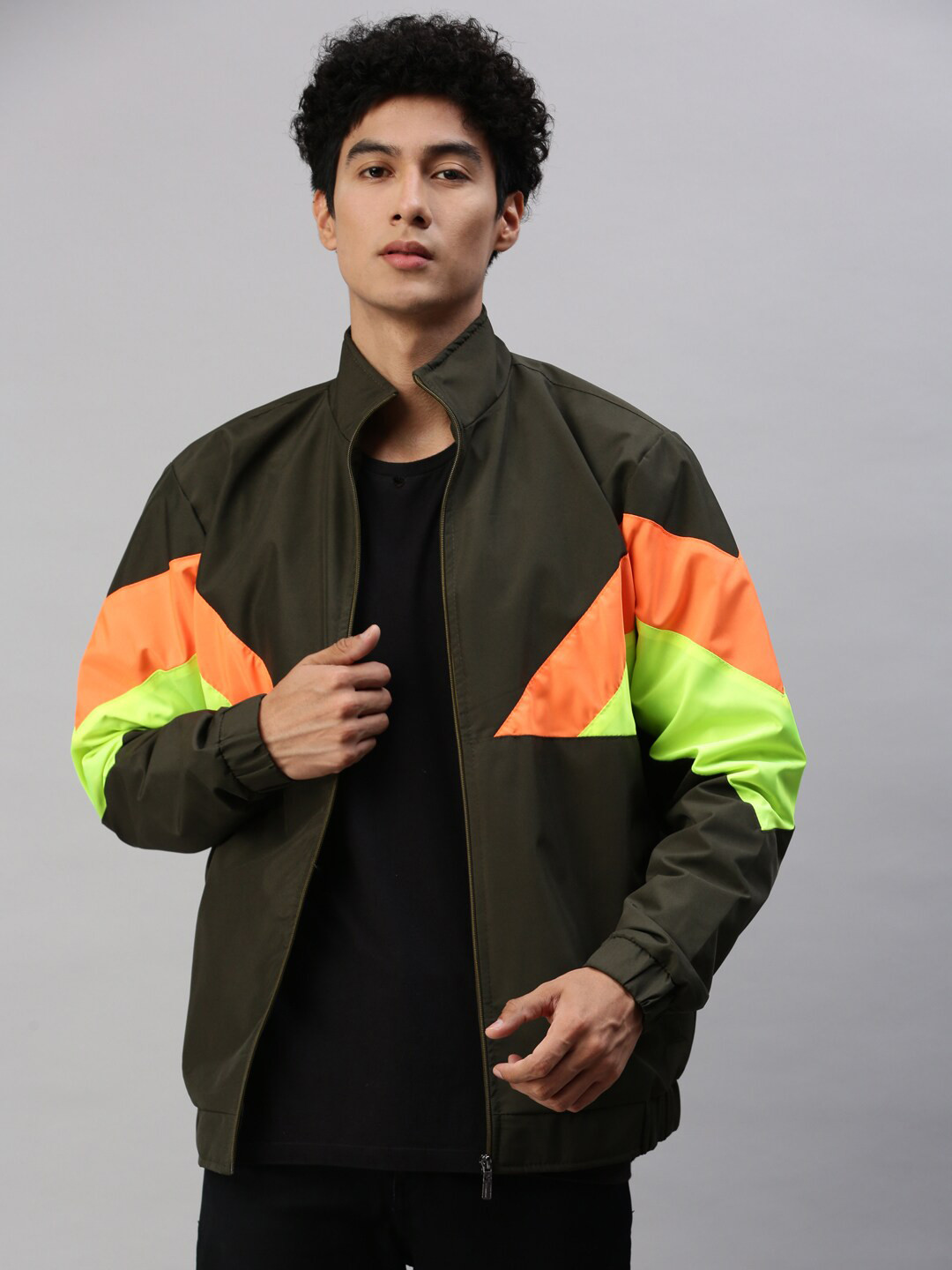 

VOXATI Colourblocked Sporty Jacket, Olive